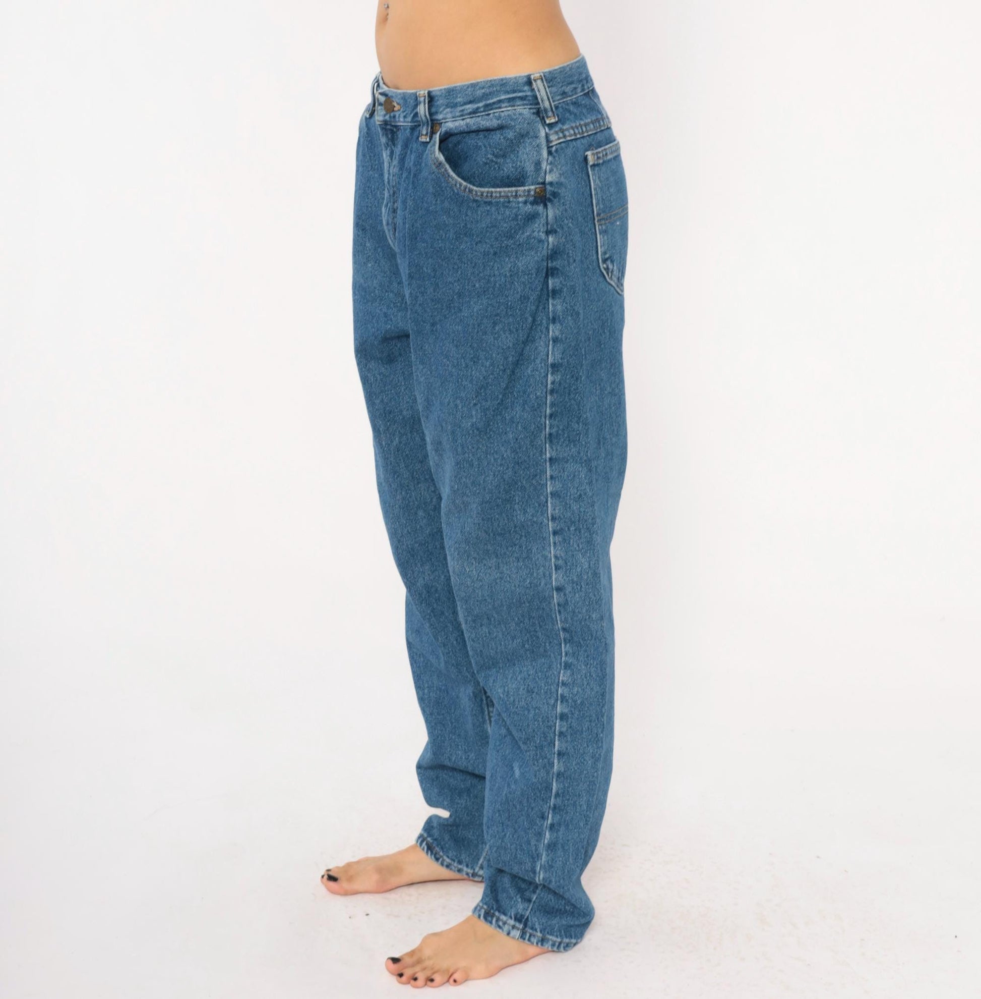 90s Riders Mom Jeans High Waisted Stonewash Blue Denim Straight Leg Medium M