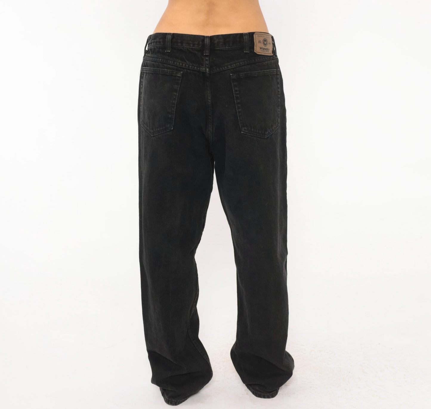 2000s Wrangler Black Denim Jeans Relaxed Fit Straight Leg Cotton 36 x 33