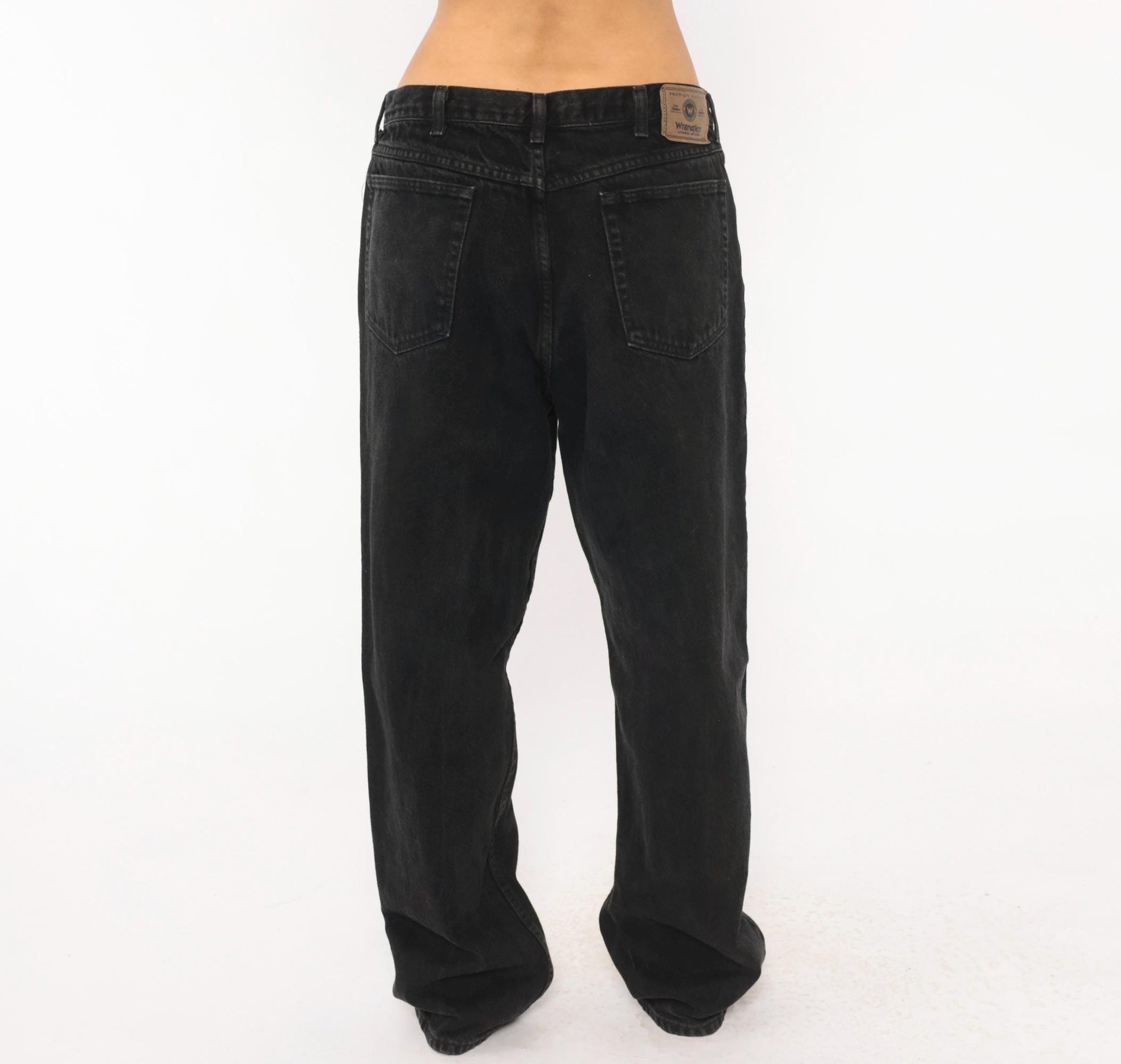 2000s Wrangler Black Denim Jeans Relaxed Fit Straight Leg Cotton 36 x 33