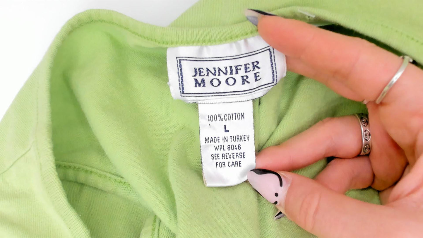90s Jennifer Moore Beach Umbrella Tank Dress Sage Green Cotton Large L