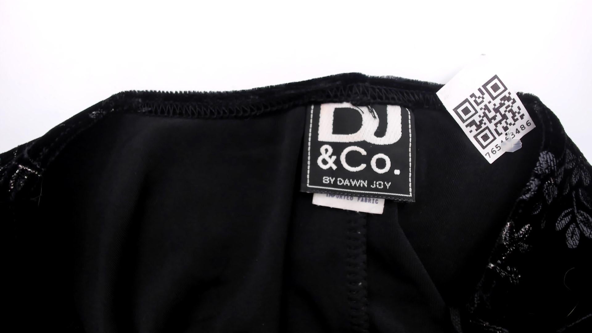 90s DJ & Co Black Velvet Maxi Dress Burnout Floral Short Sleeve Large L