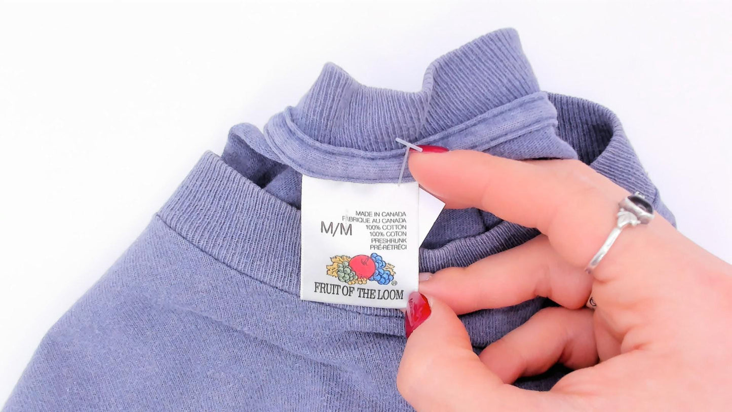 90s Toronto Canada Embroidered Tee Fruit of the Loom Slate Blue Grey Medium