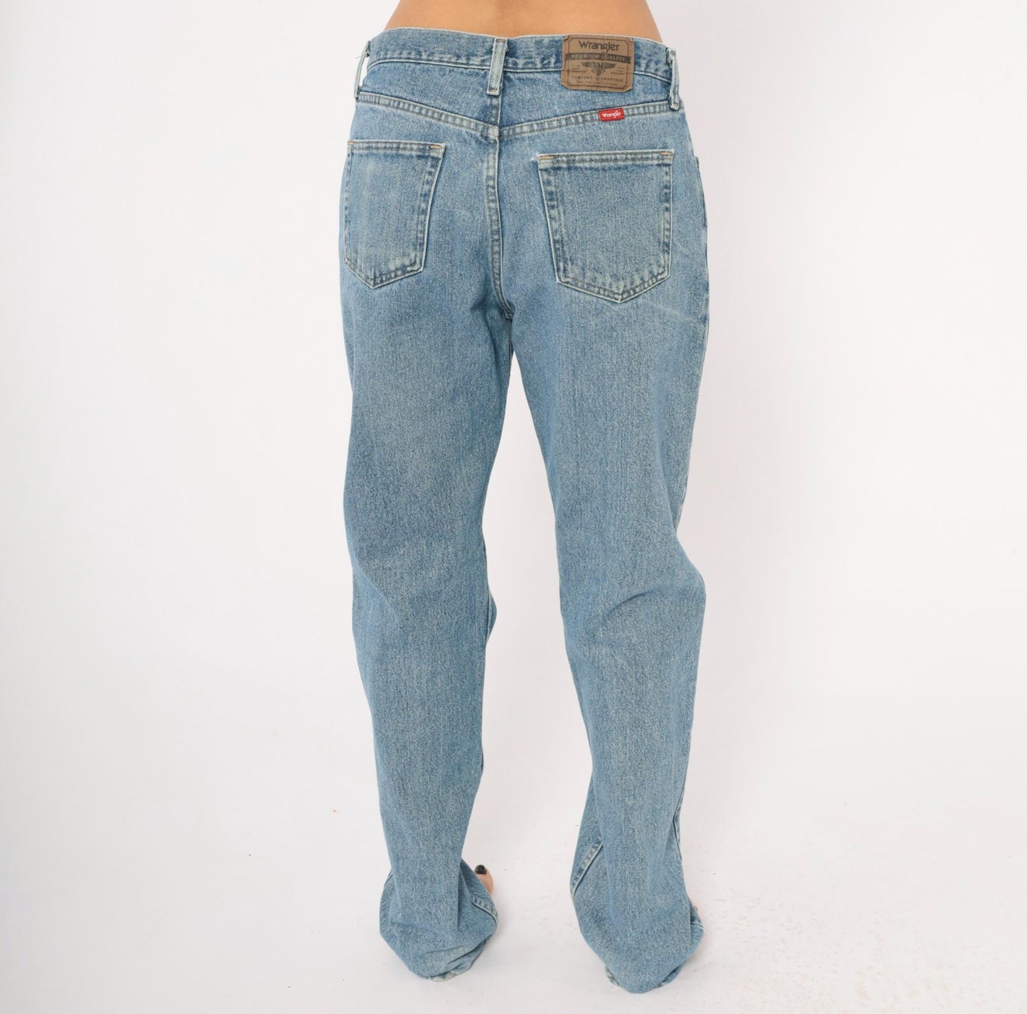 90s Wrangler Straight Leg Jeans Light Stonewash Blue Cotton 32x34