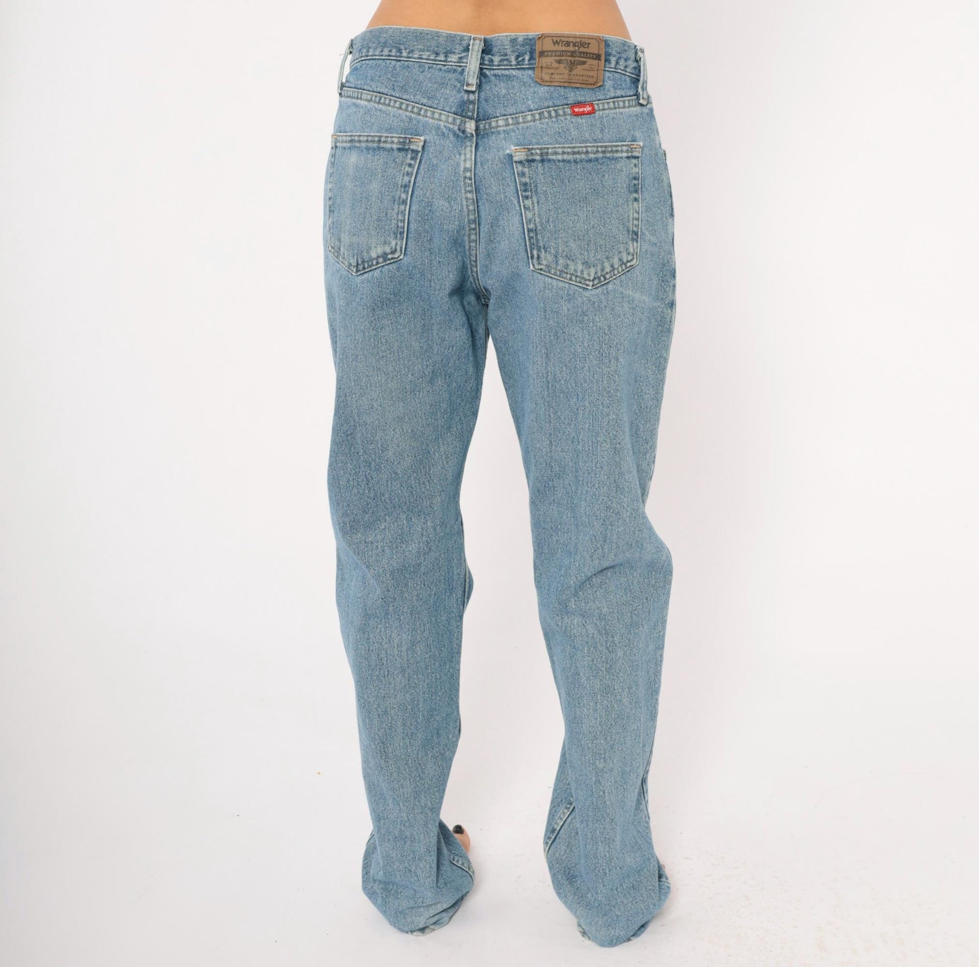 90s Wrangler Straight Leg Jeans Light Stonewash Blue Cotton 32x34