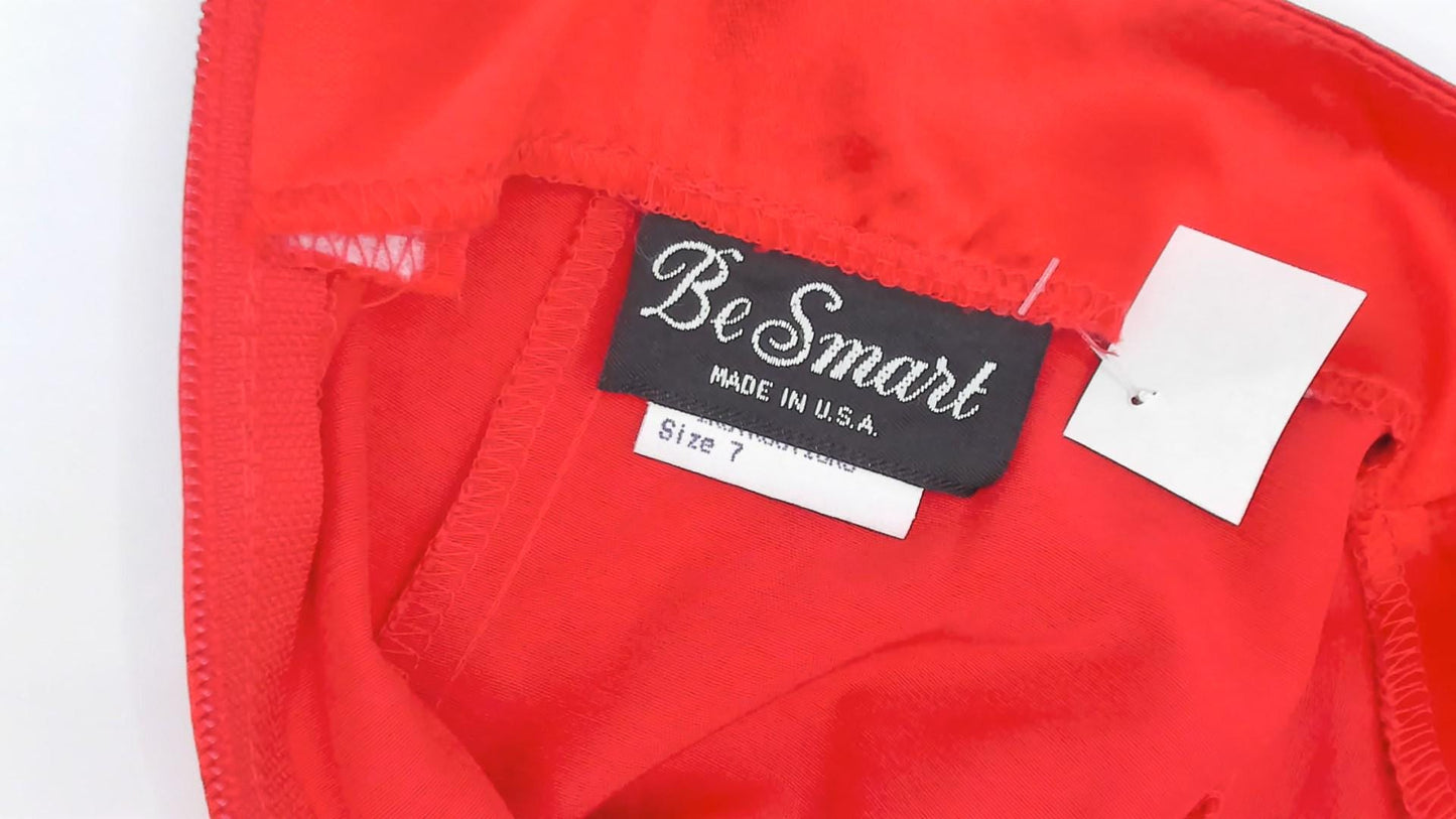 90s Be Smart Red Satin Maxi Slip Dress Bow Strap Crossback Small S