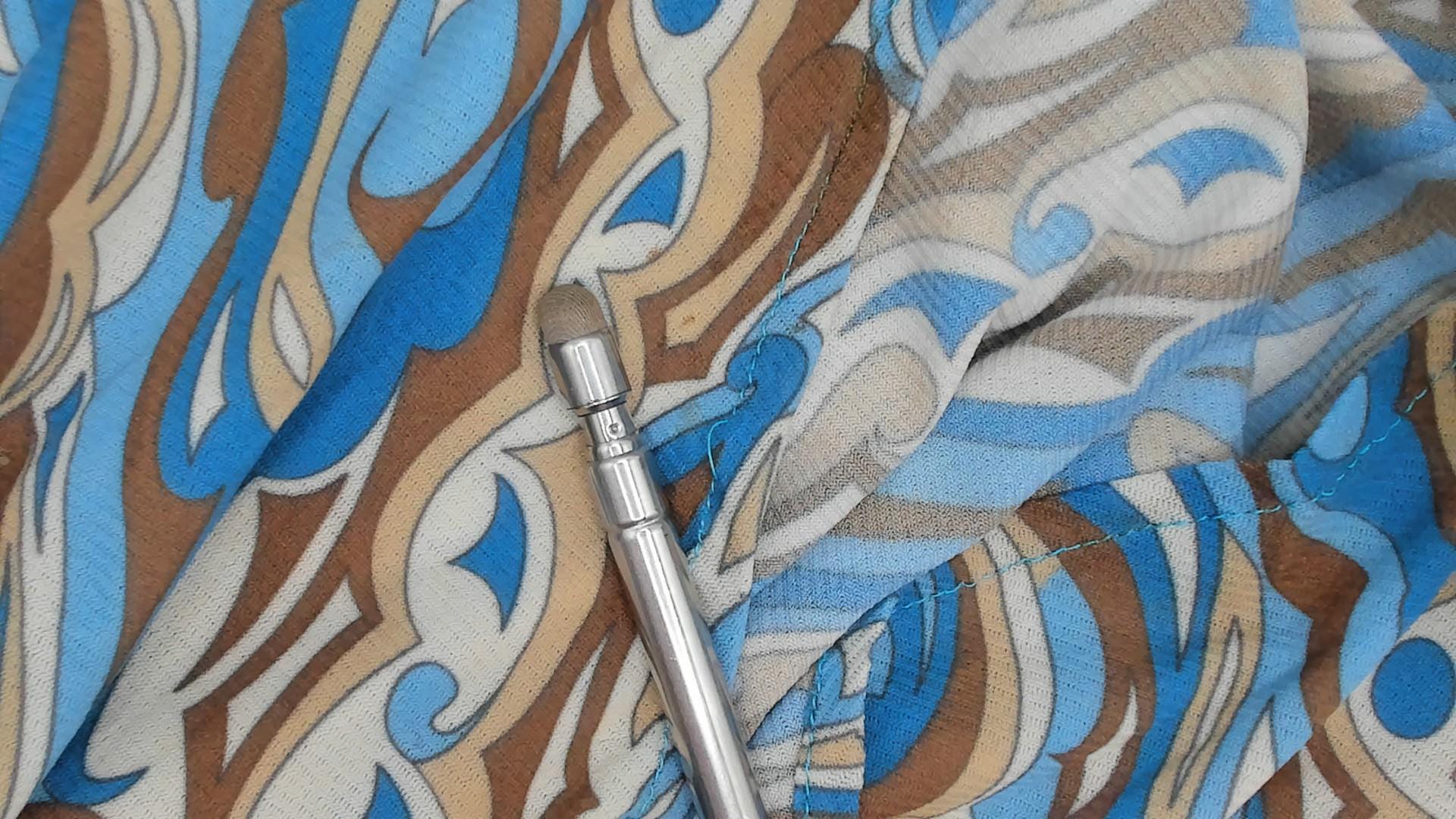 2000s Abstract Swirl Shift Dress V Neck Knee Length Blue Brown Tan Extra Large