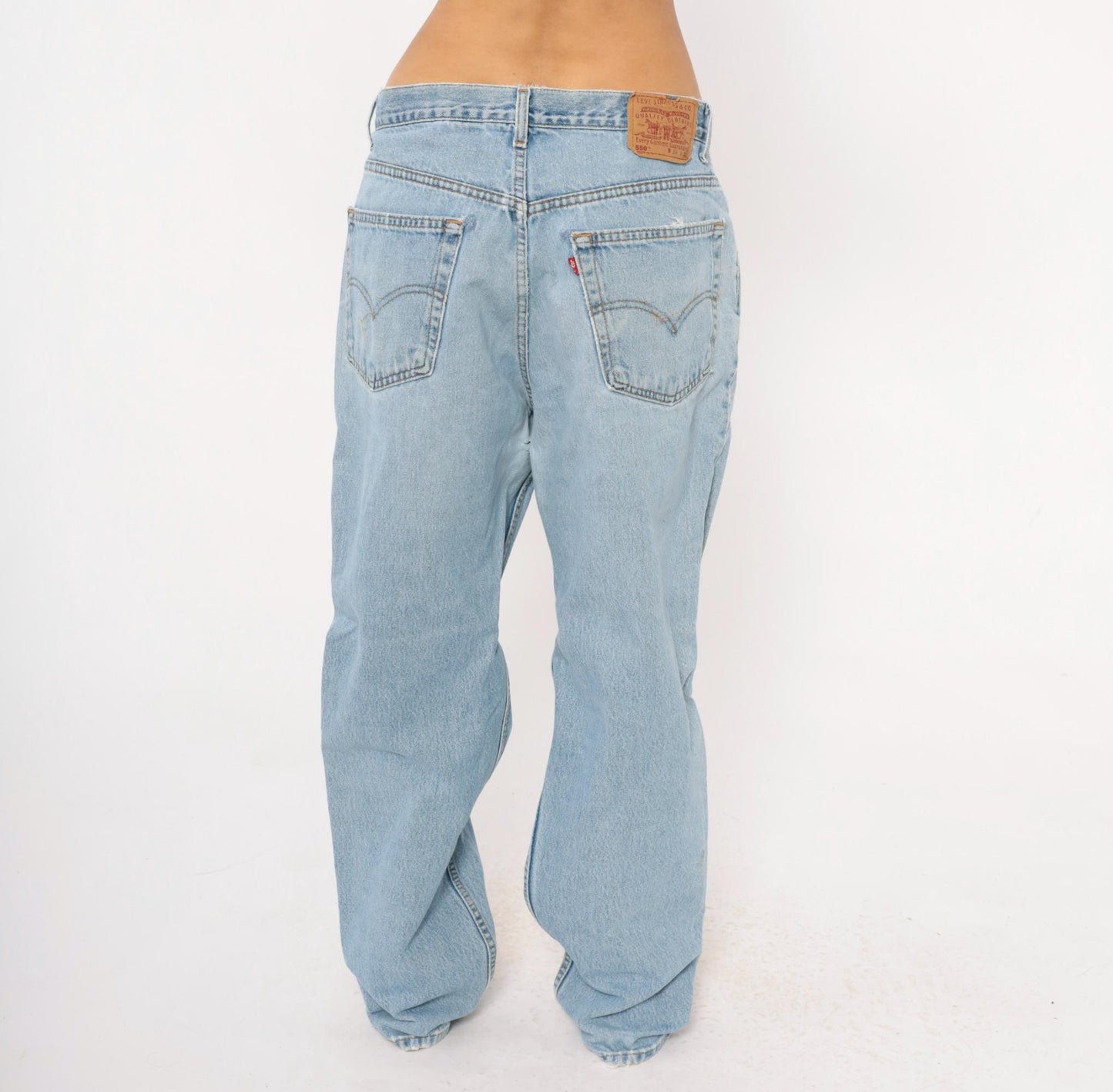 Levi's 550 Light Stonewash Denim Jeans 90s Relaxed Straight Leg High Waist 38x32