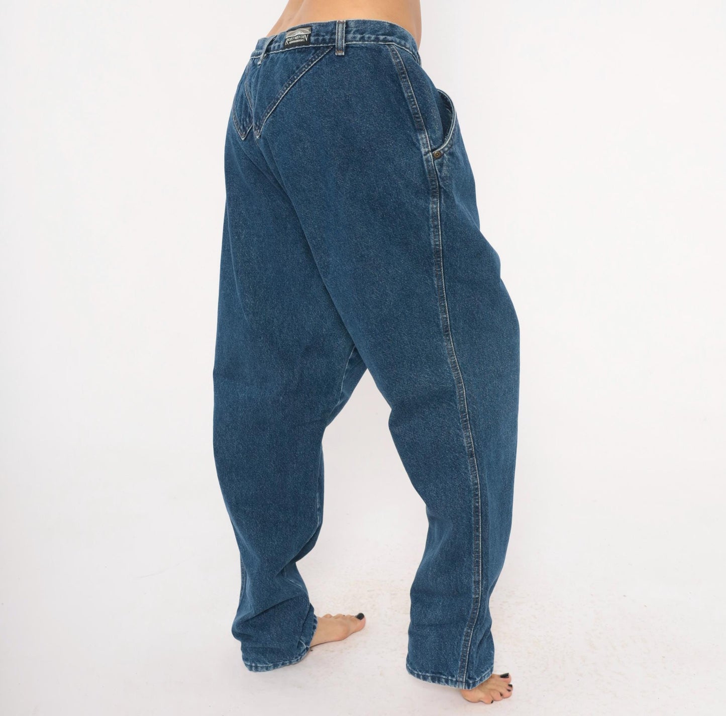 90s Rocky Mountain High Waisted Denim Jeans Cobalt Blue Tapered Straight Leg 34x31