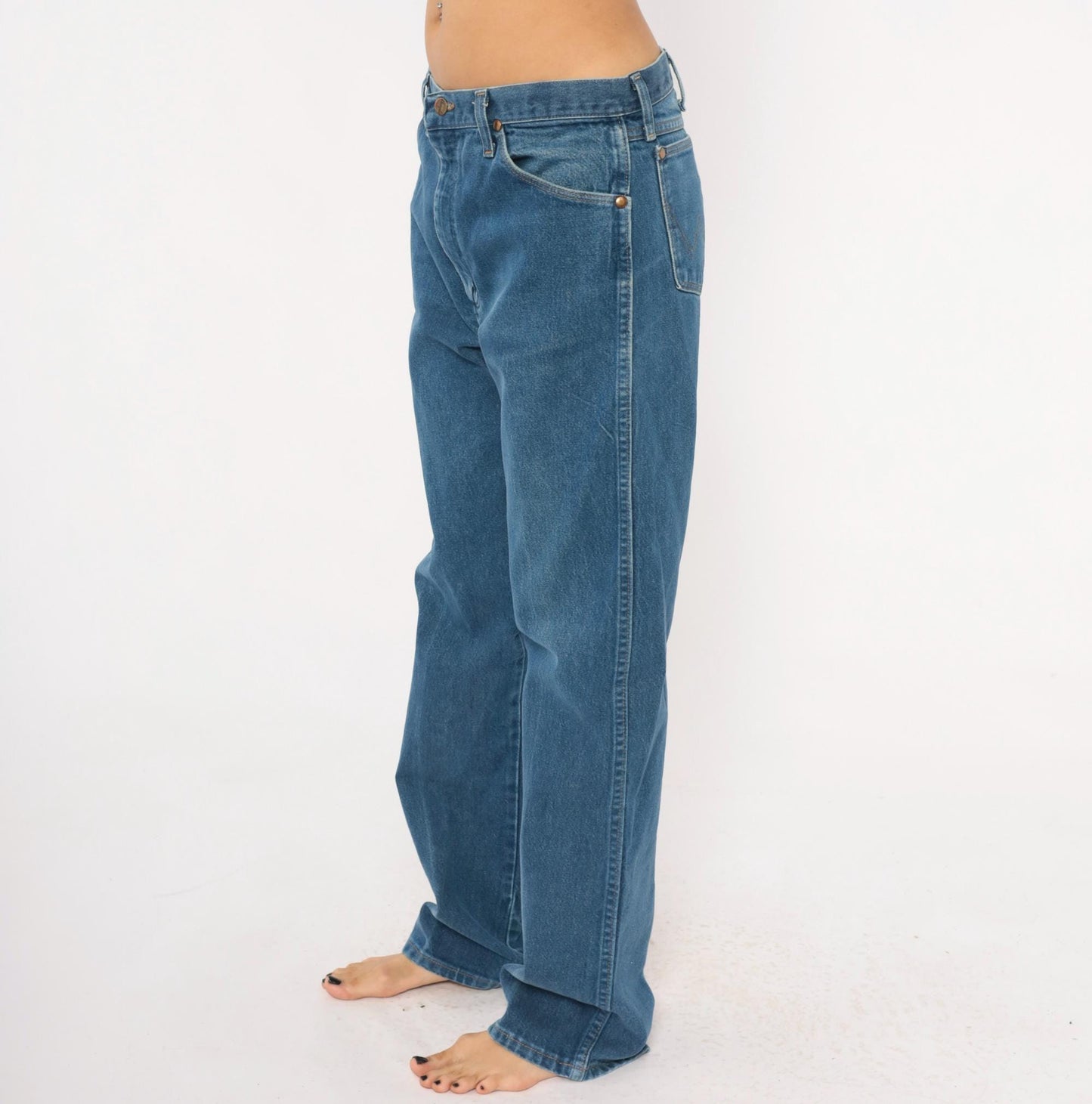 90s Wrangler Jeans Blue Denim Straight Leg High Rise Cotton 34x33