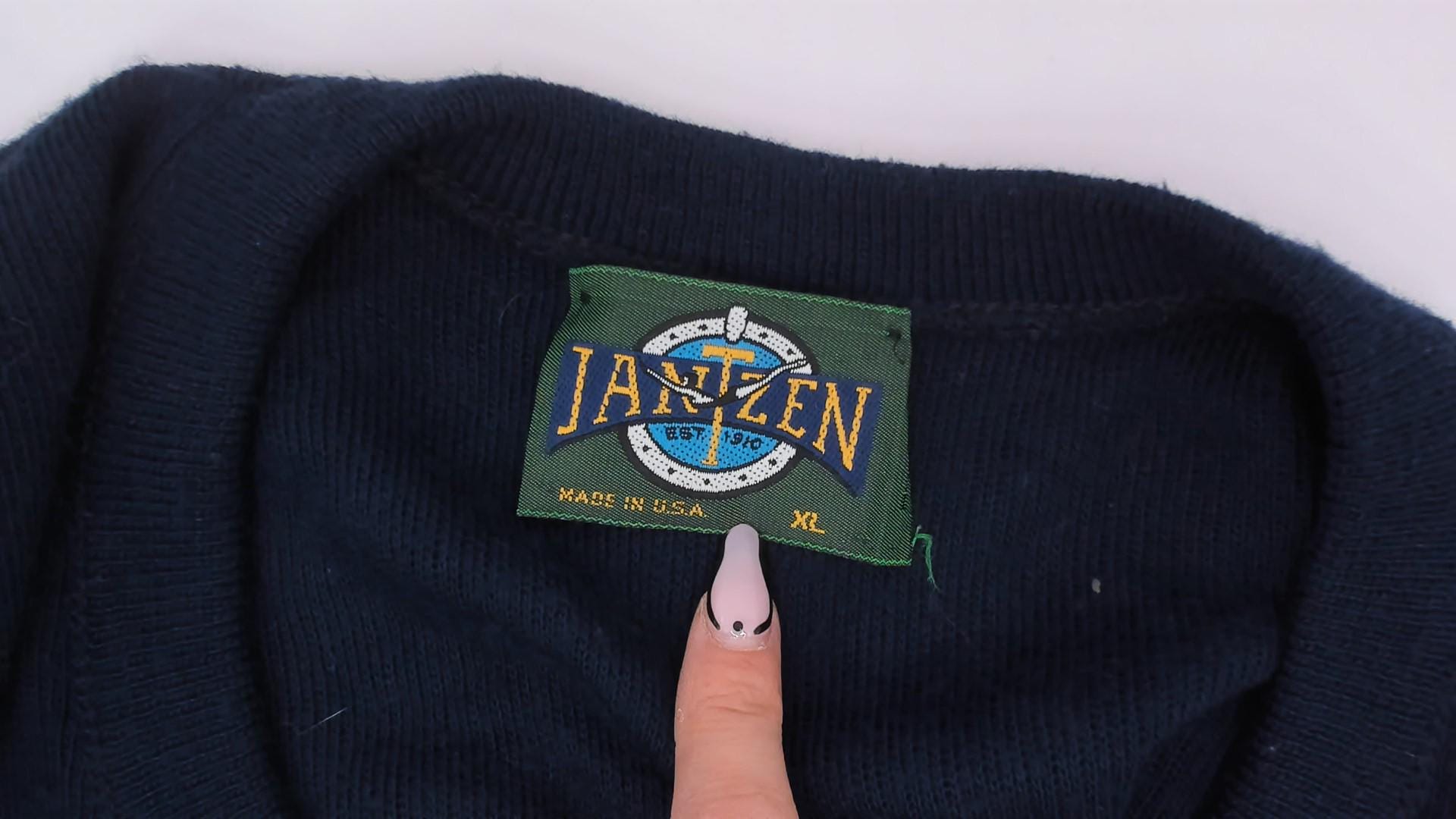 80s Janzen Navy Sweater Vest V-Neck Knit Sleeveless Pullover Extra Large XL