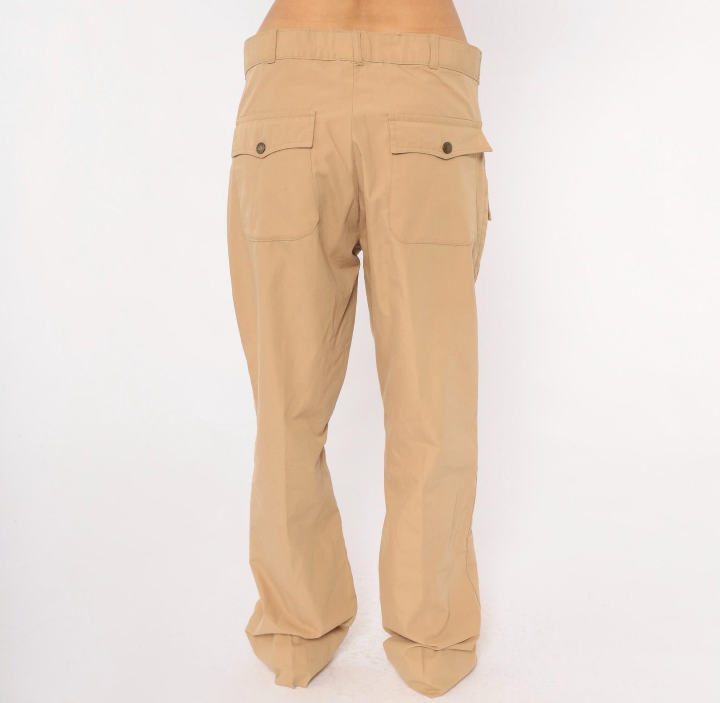 80s Bob Allen Cargo Pants Tan Cotton Straight Leg Low Rise Extra Large XL