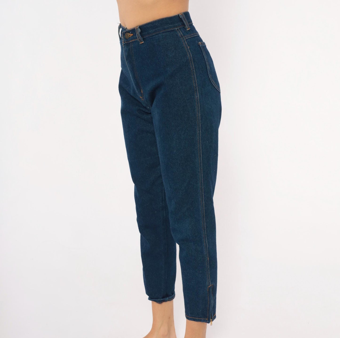 80s Filippo Totti High Waisted Dark Denim Jeans Tapered Leg Navy Small
