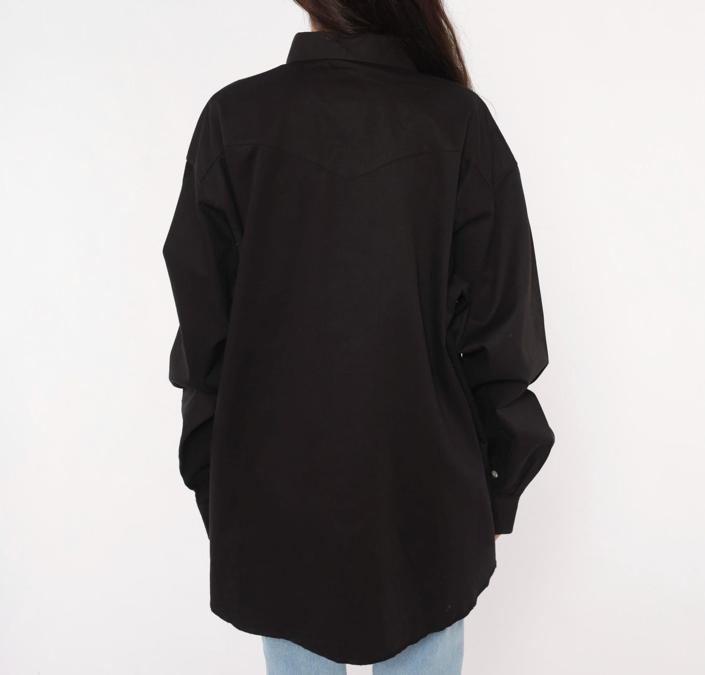 2000s Wrangler Black Western Shirt Cotton Snap Button XXL