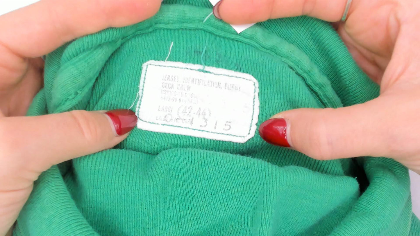 70s Flight Deck Crew Cropped Sweatshirt Kelly Green Cotton Pullover Medium