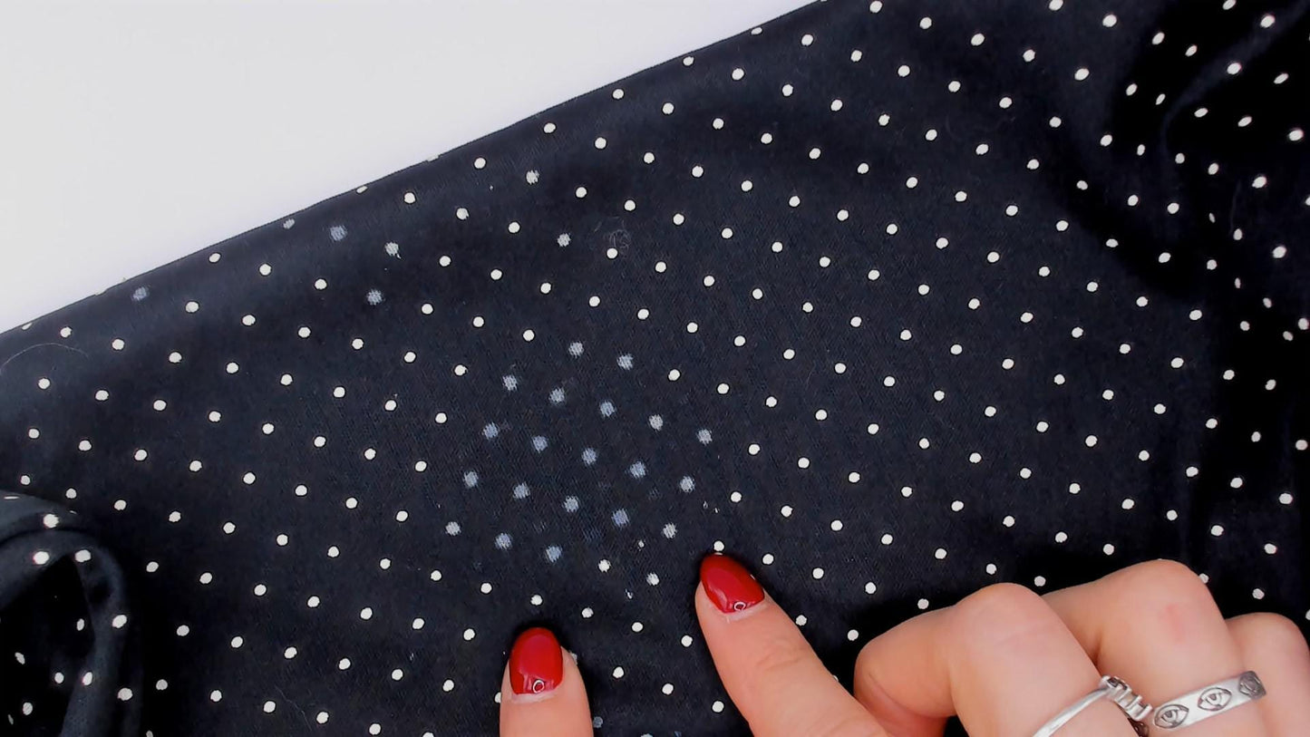 1970s Black White Polka Dot Peter Pan Collar Midi Dress Plus Size XL