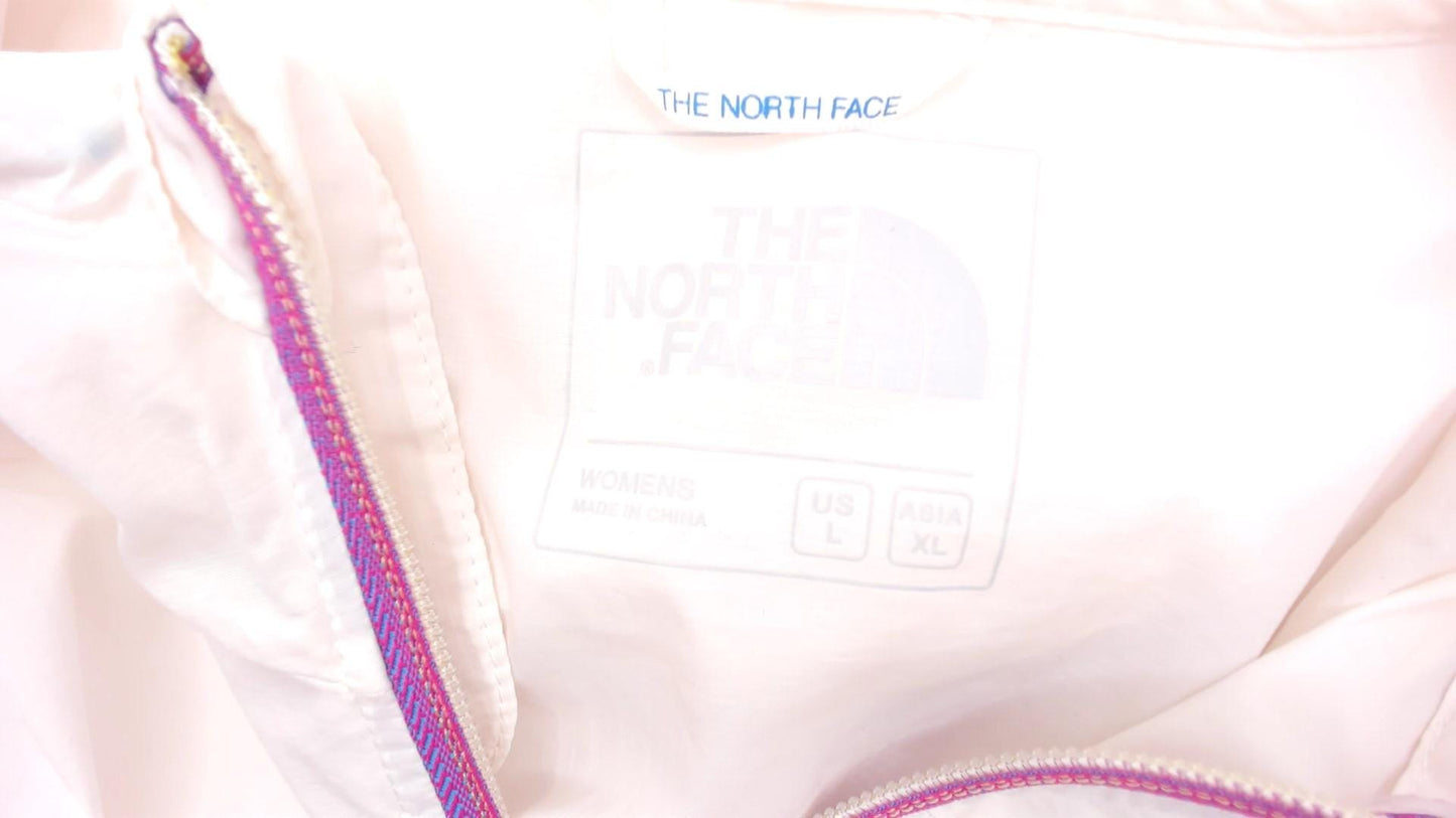 Y2K The North Face Sheer Windbreaker Hooded Jacket White Teal Large L