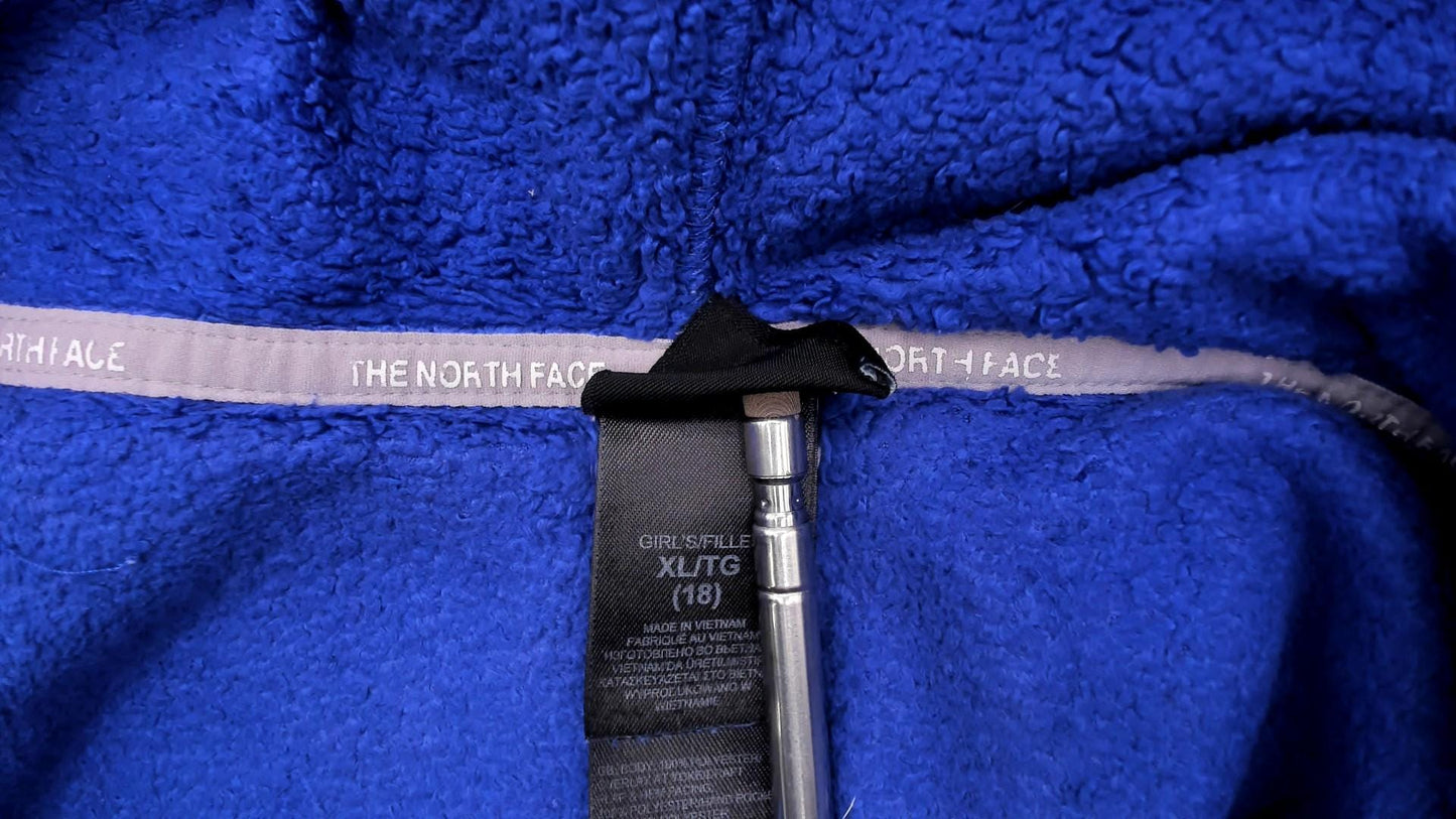 Y2K North Face Cobalt Blue Sherpa Fleece Hooded Jacket Small S