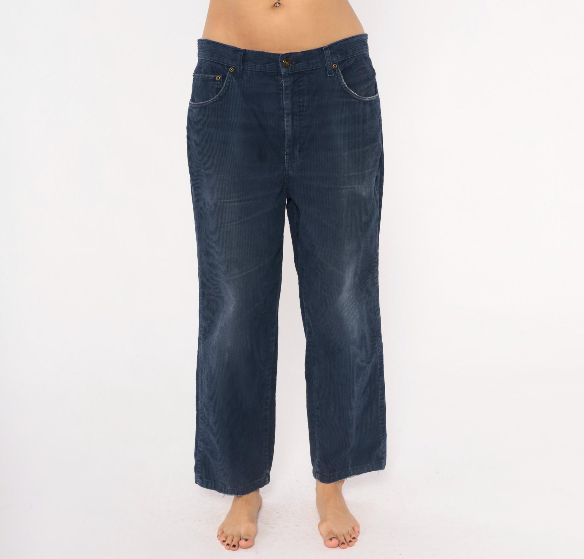 90s BCC Blues Navy Corduroy Pants Straight Leg Five Pocket 34/30