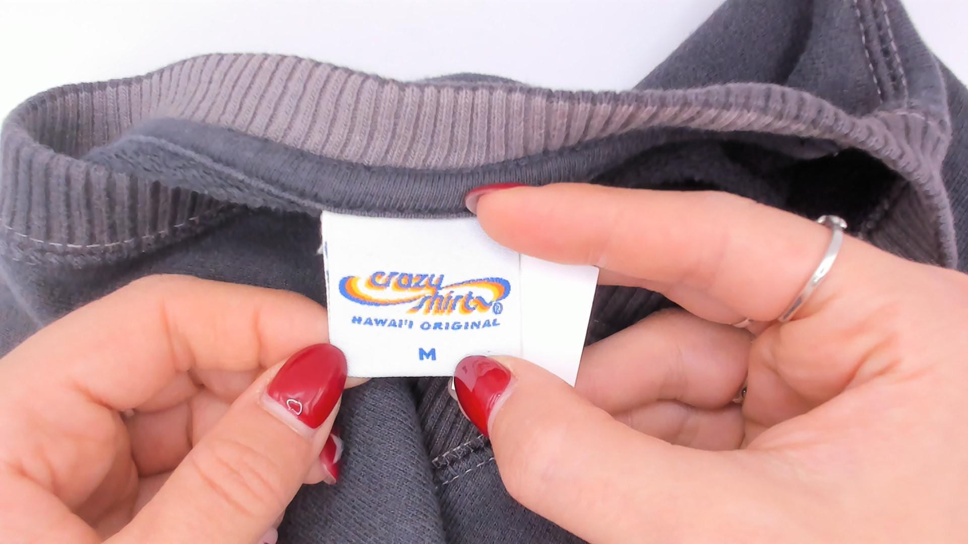 90s Crazy Shirts Fisherman's Wharf San Francisco Crab Embroidered Sweatshirt Charcoal Grey Medium M