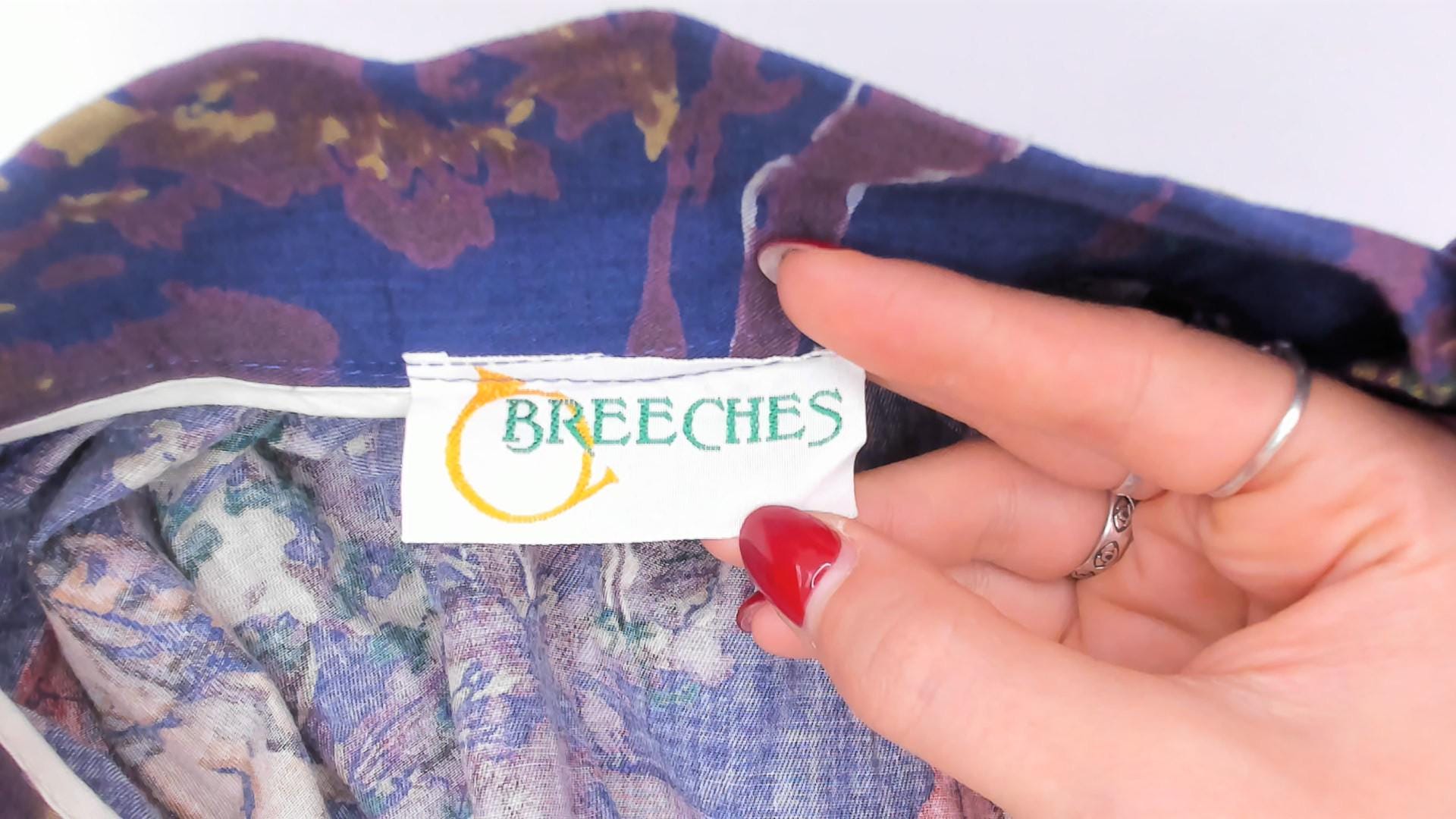 90s Breeches Equestrian Hunt Scene Midi Skirt Navy Purple Pleated Cotton Extra Small XS