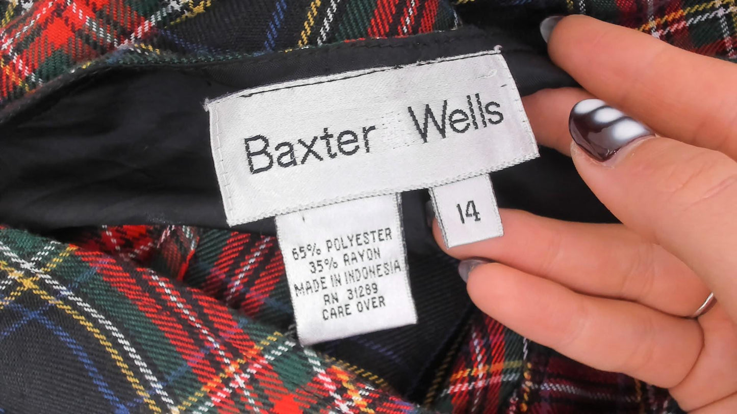 90s Baxter & Wells Plaid Jumper Dress Navy Red Green Tartan Large L