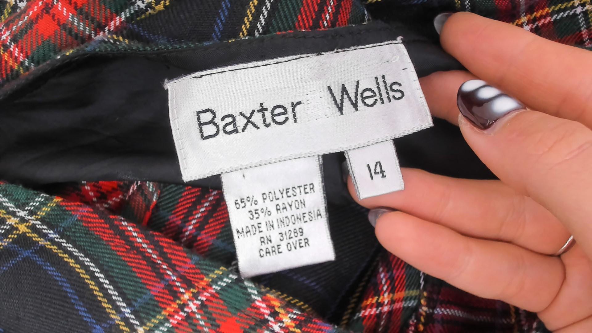 90s Baxter & Wells Plaid Jumper Dress Navy Red Green Tartan Large L