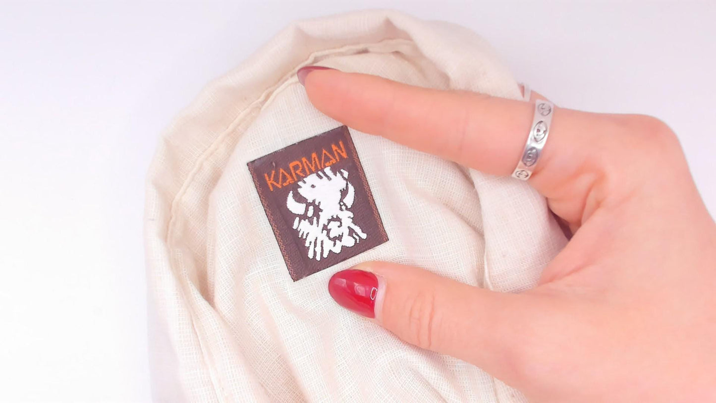 80s Karman Western Shirt Cream Pearl Snap Button Pointed Collar Mens Medium