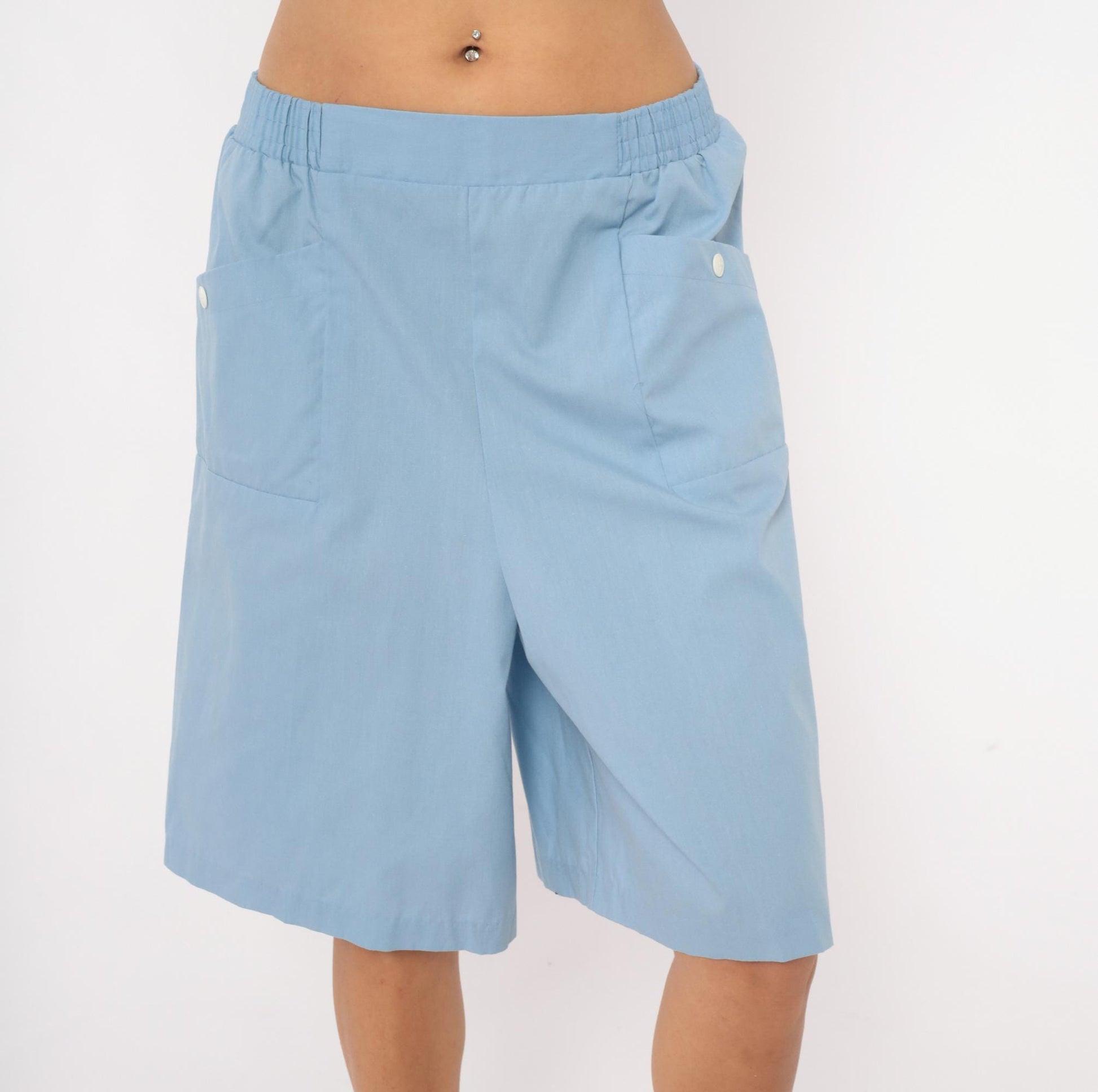 80s Haband Sky Blue Culottes Wide Leg Shorts Palazzo Pants Extra Large XL