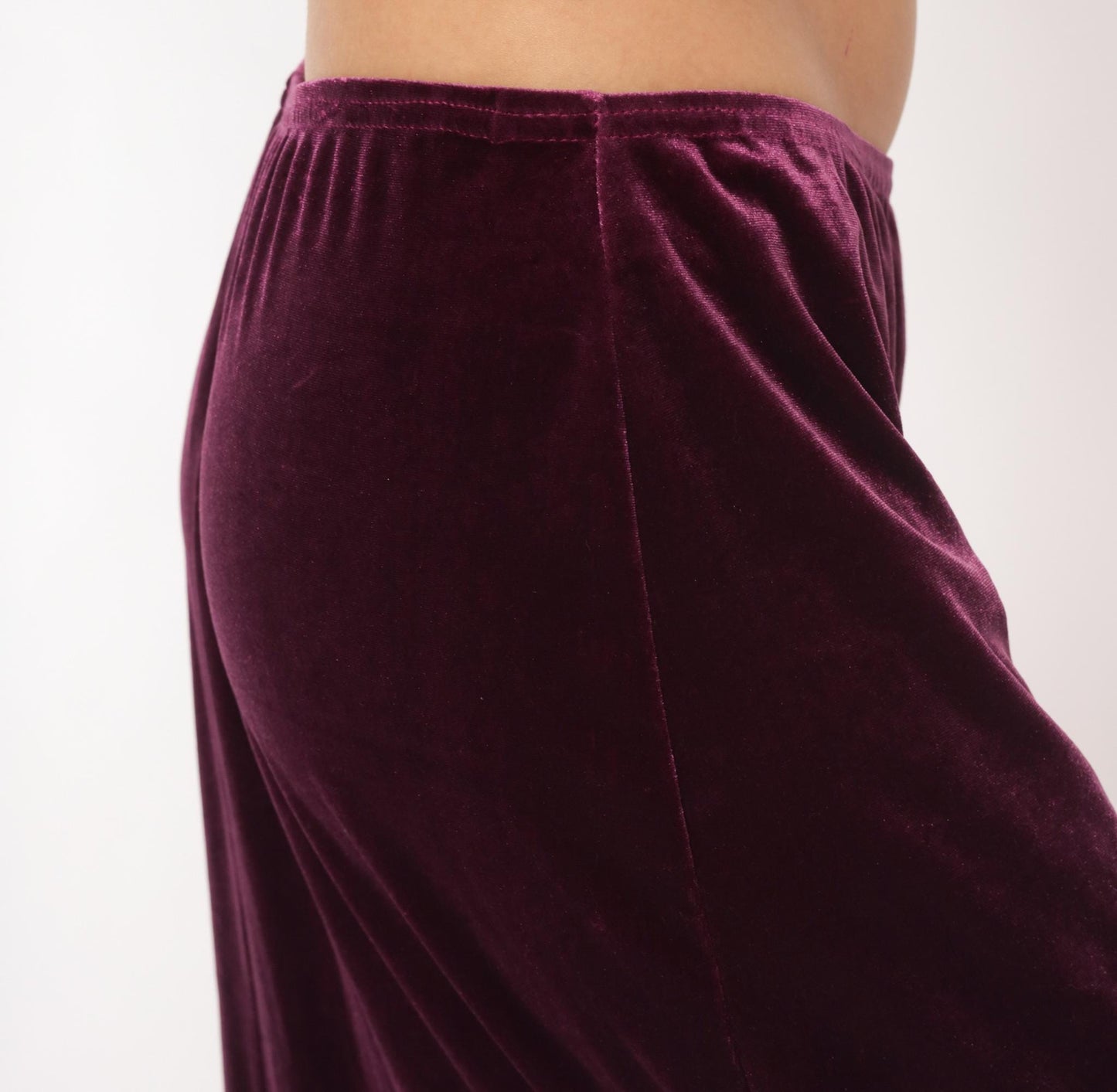 2000s Exact Change Plum Velvet Maxi Skirt A-Line Ankle Slit Extra Large XL