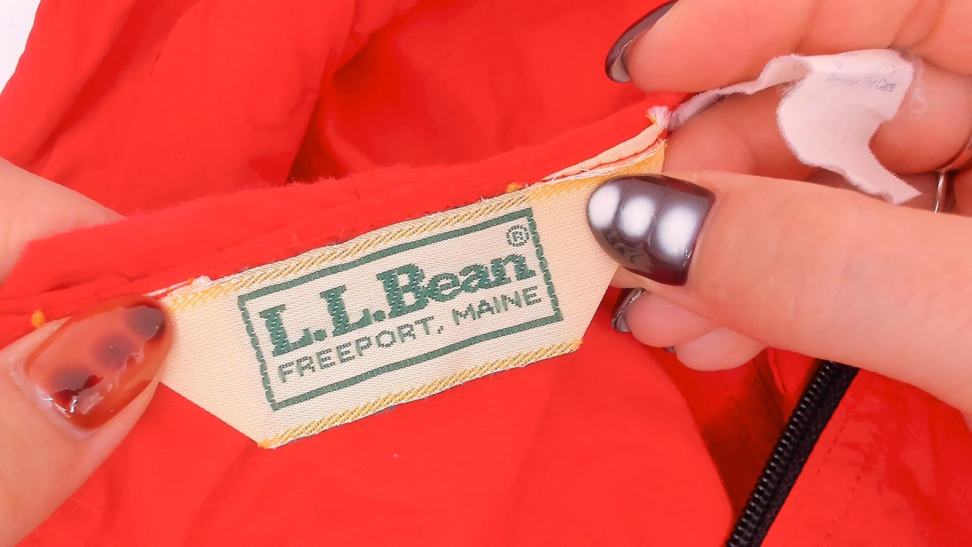 80s L.L.Bean Red Anorak Half-Zip Hooded Windbreaker Medium M