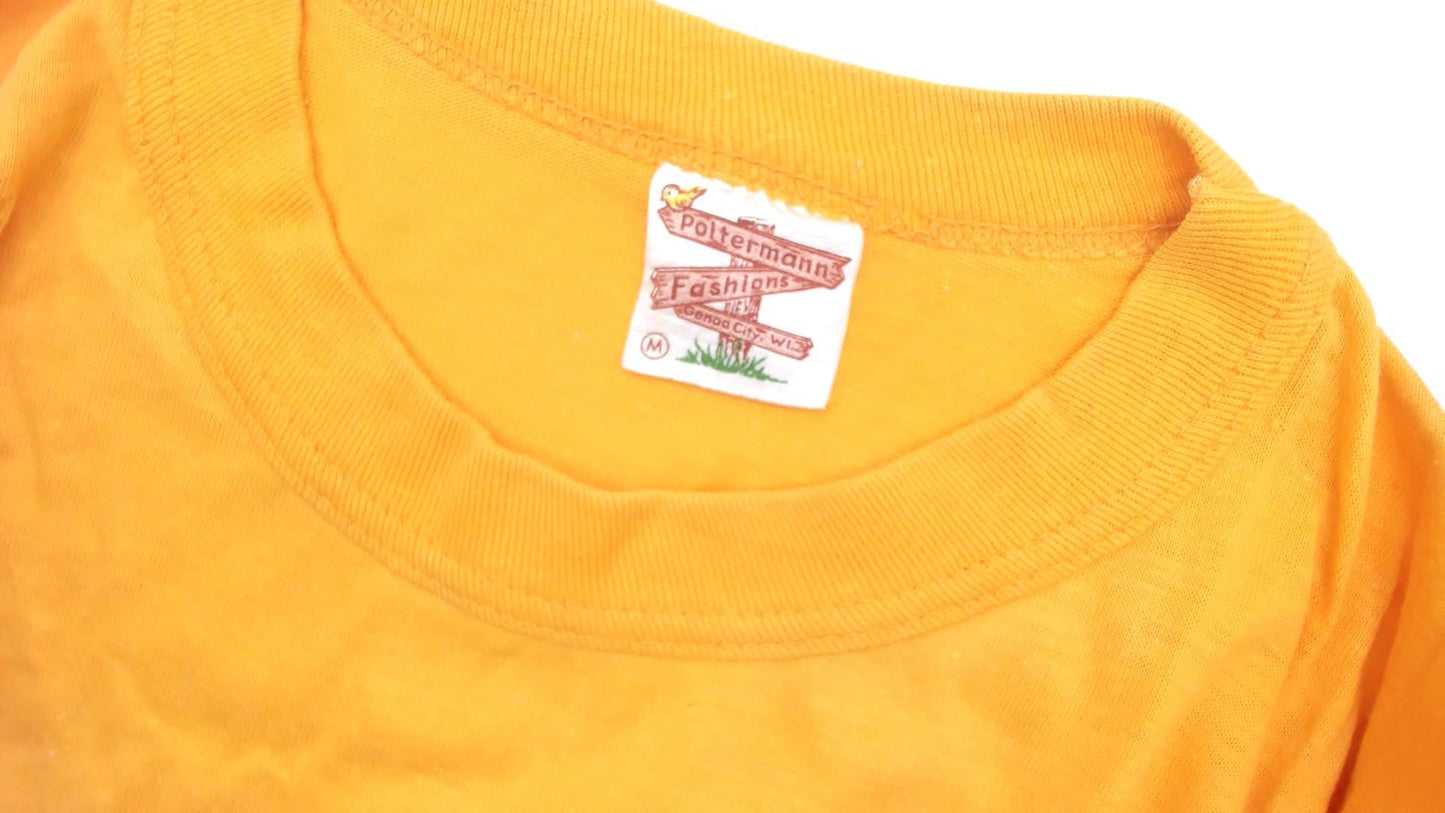 80s Poltermann Glitter Dog Graphic Tee Yellow Cotton Novelty Small