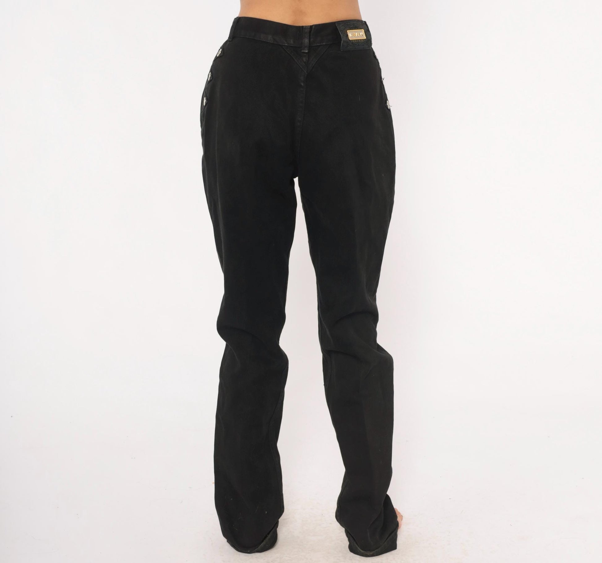 90s Lawman Western Black Denim High Waist Straight Leg Mom Jean Small