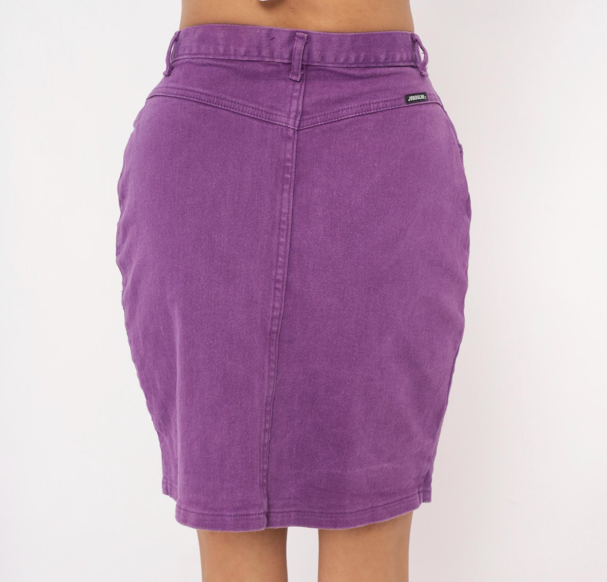 90s Jordache Purple Denim Knee Skirt High Waist Pencil Jean Small S