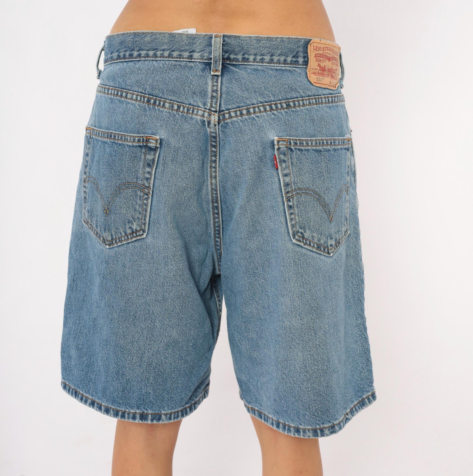 Levi's 550 Light Wash Denim Shorts Knee-Length Relaxed Fit 2000s W36