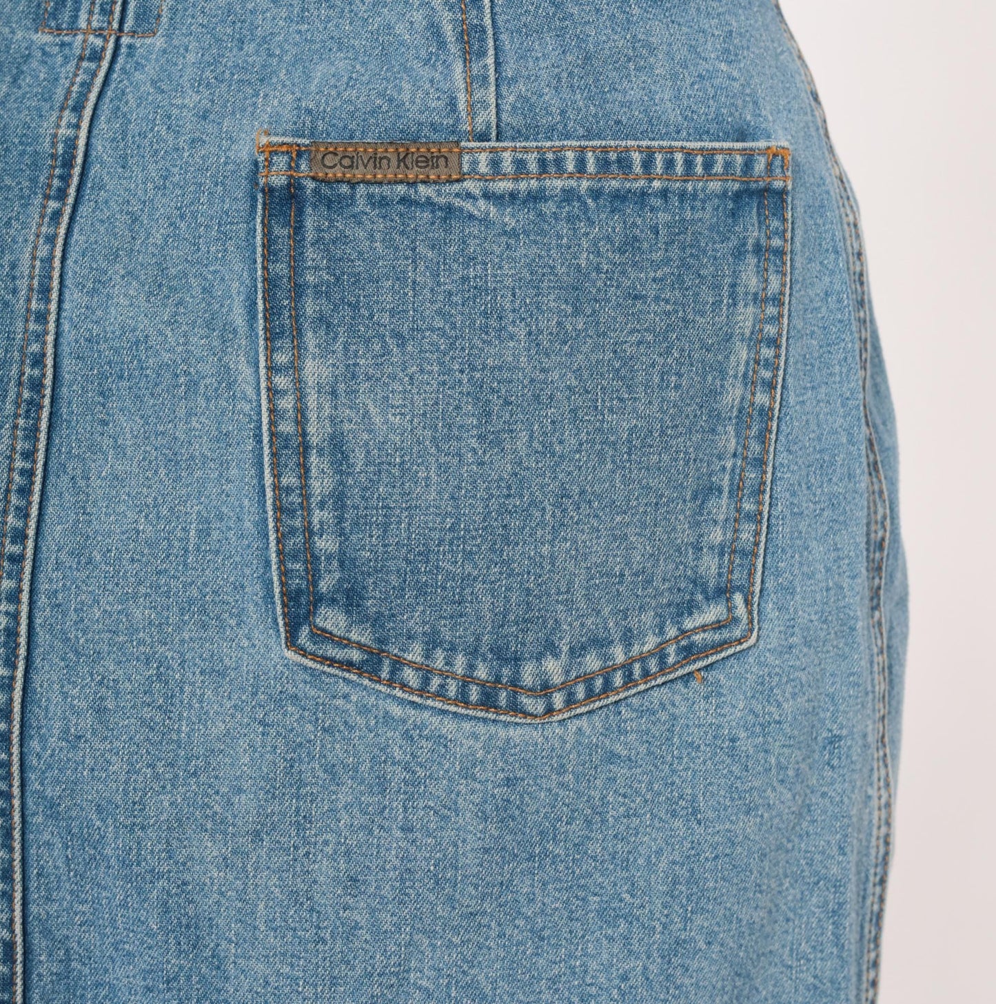 90s Calvin Klein Denim Mini Skirt Light Wash Blue A-Line Small S