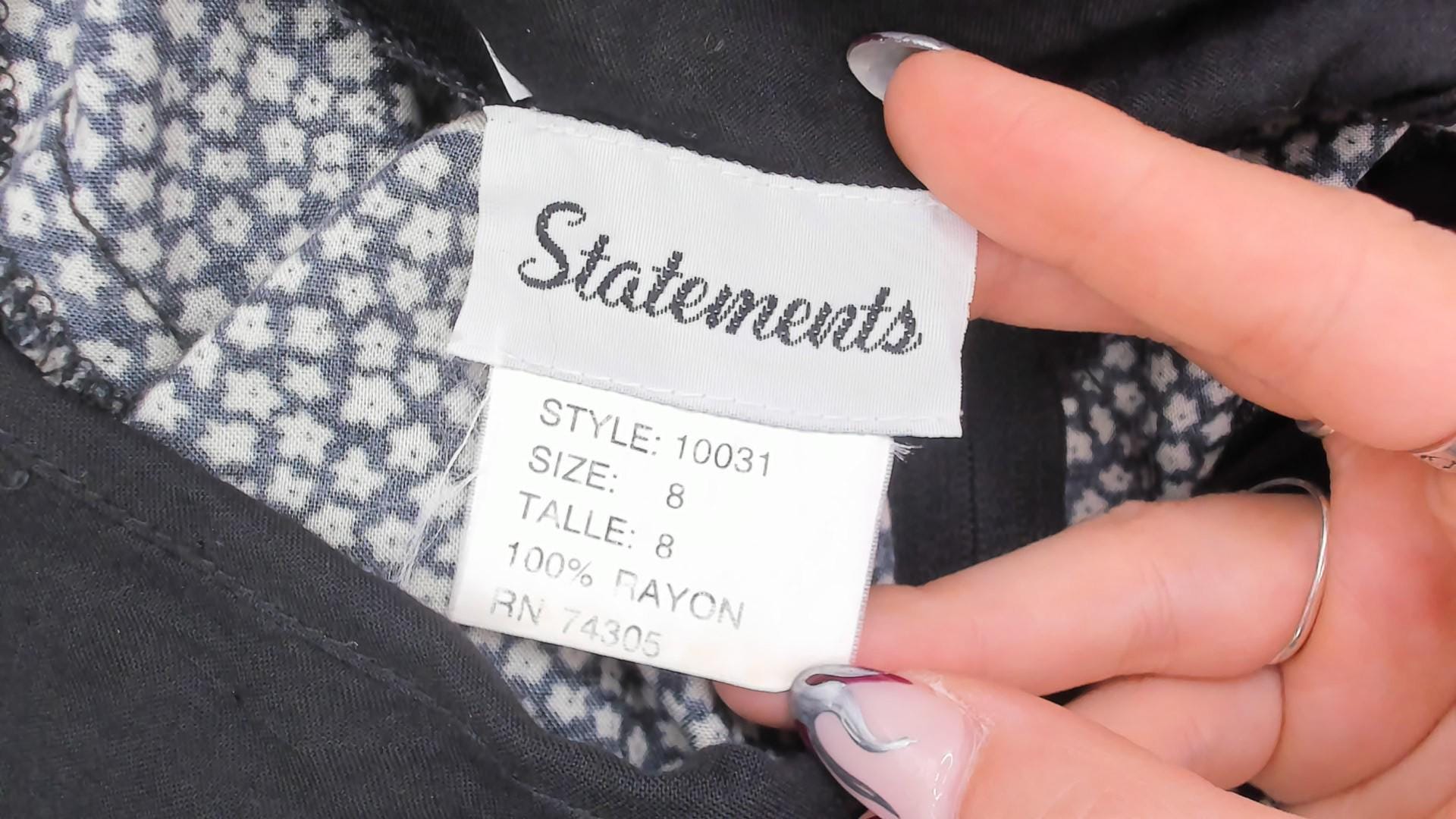 90s Statements Black Cream Dotted Midi Dress Lace-Up Front Medium