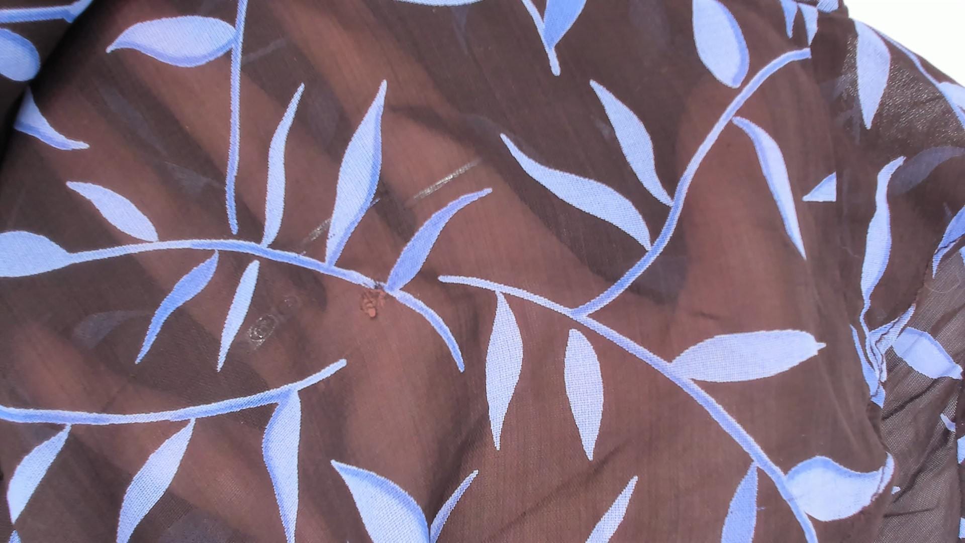 90s Carole Little Maxi Dress Brown Blue Leaf Print Scoop Neck Small S