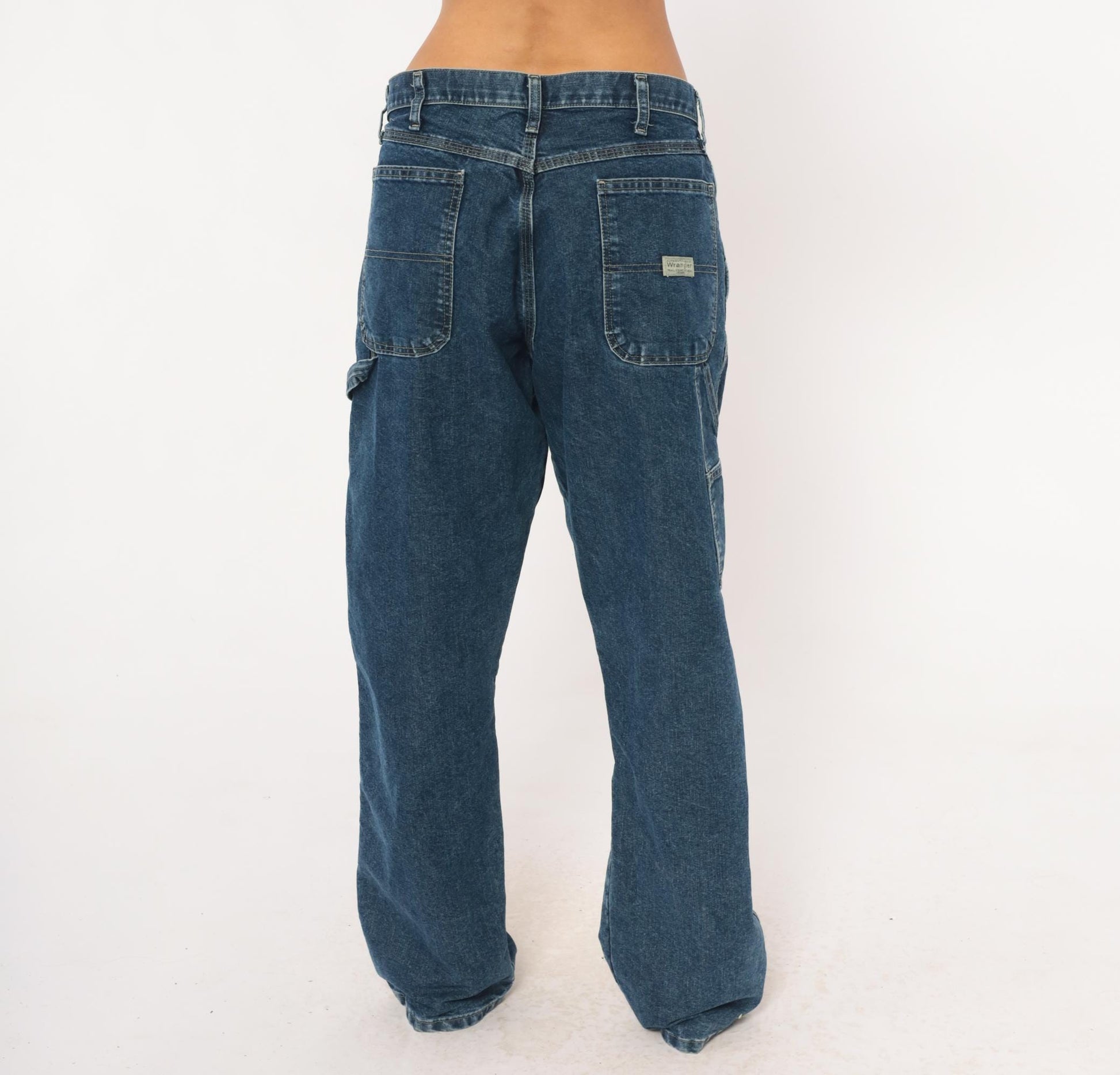 Y2K Wrangler Carpenter Jeans Navy Denim Straight Leg 34x32 Large
