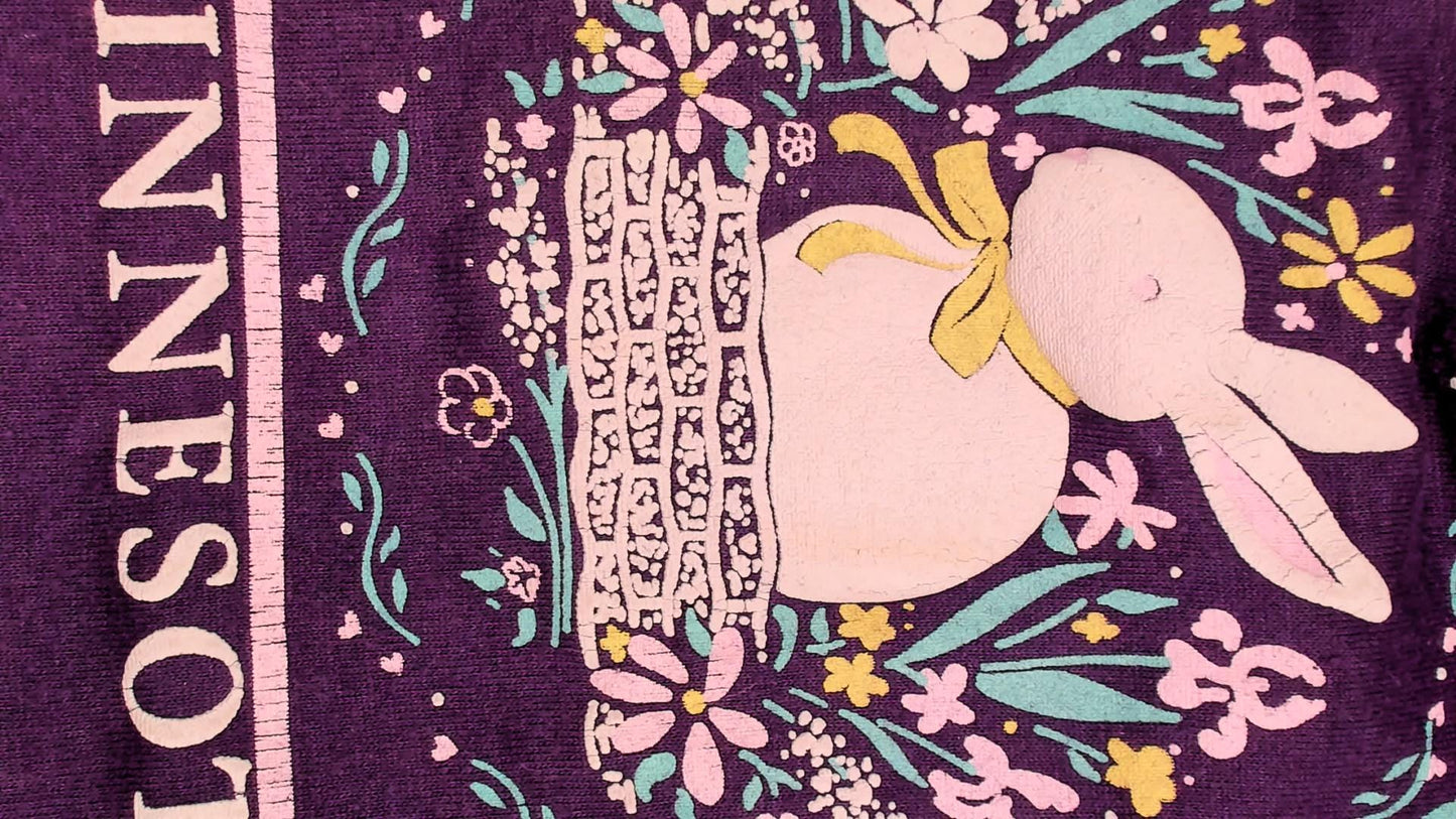 90s Nisswa Minnesota Bunny Graphic Tee Purple Cotton Jerzees Extra Small