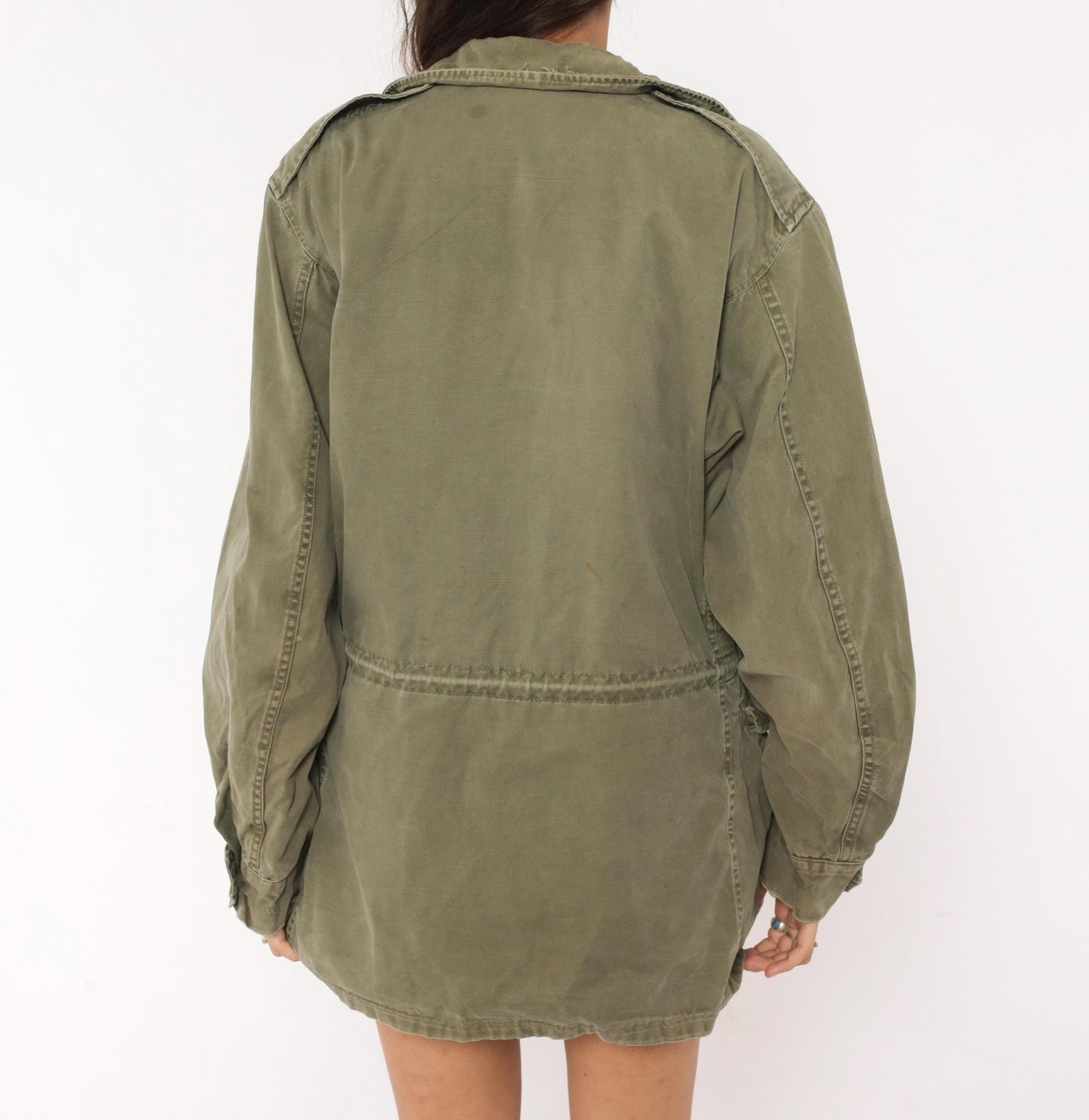 1950s Military Field Jacket Olive Drab Cotton Army Green Medium