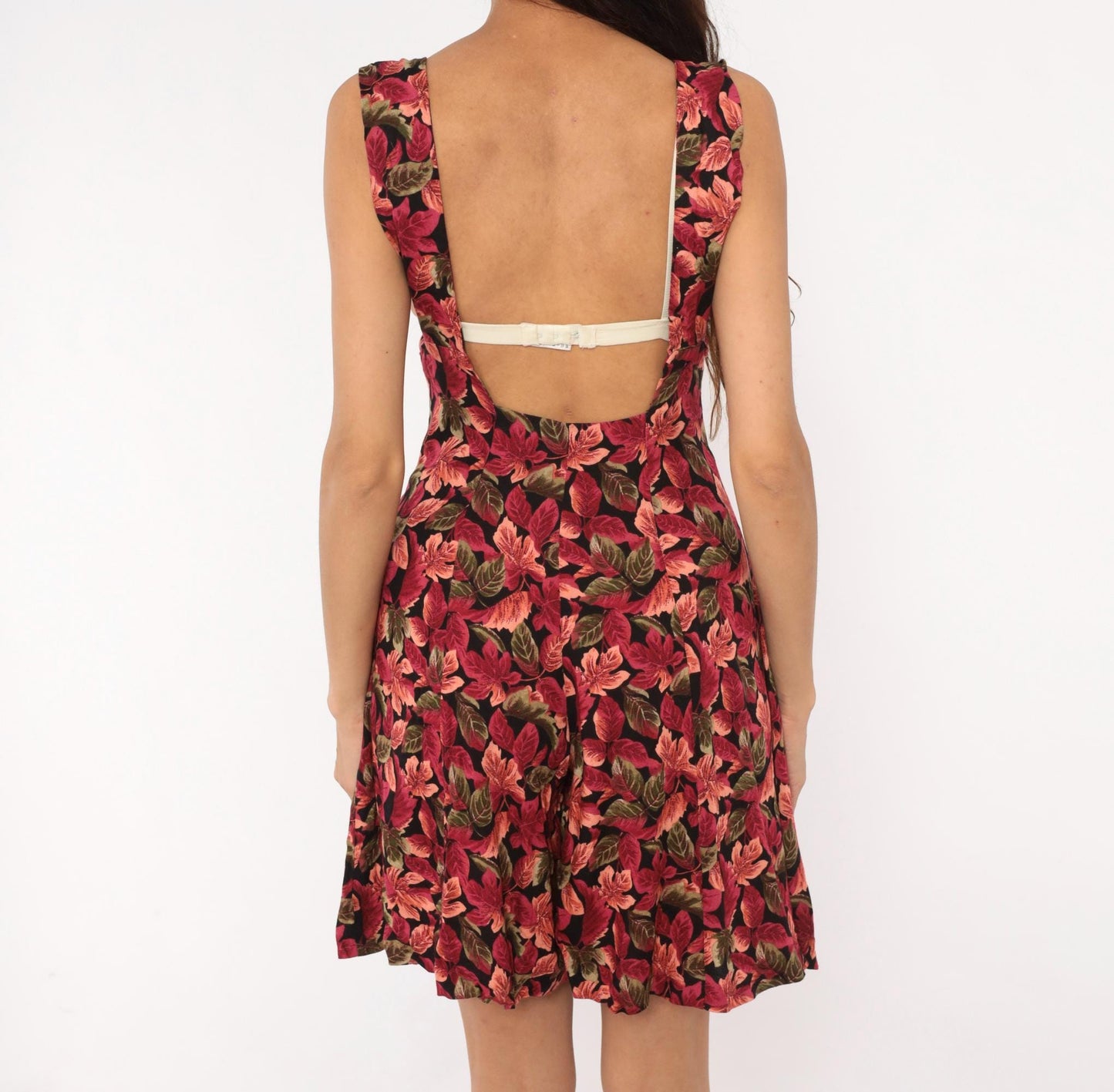 90s Ivy Impressions Leaf Print Romper Wide Leg Burgundy Black Small S