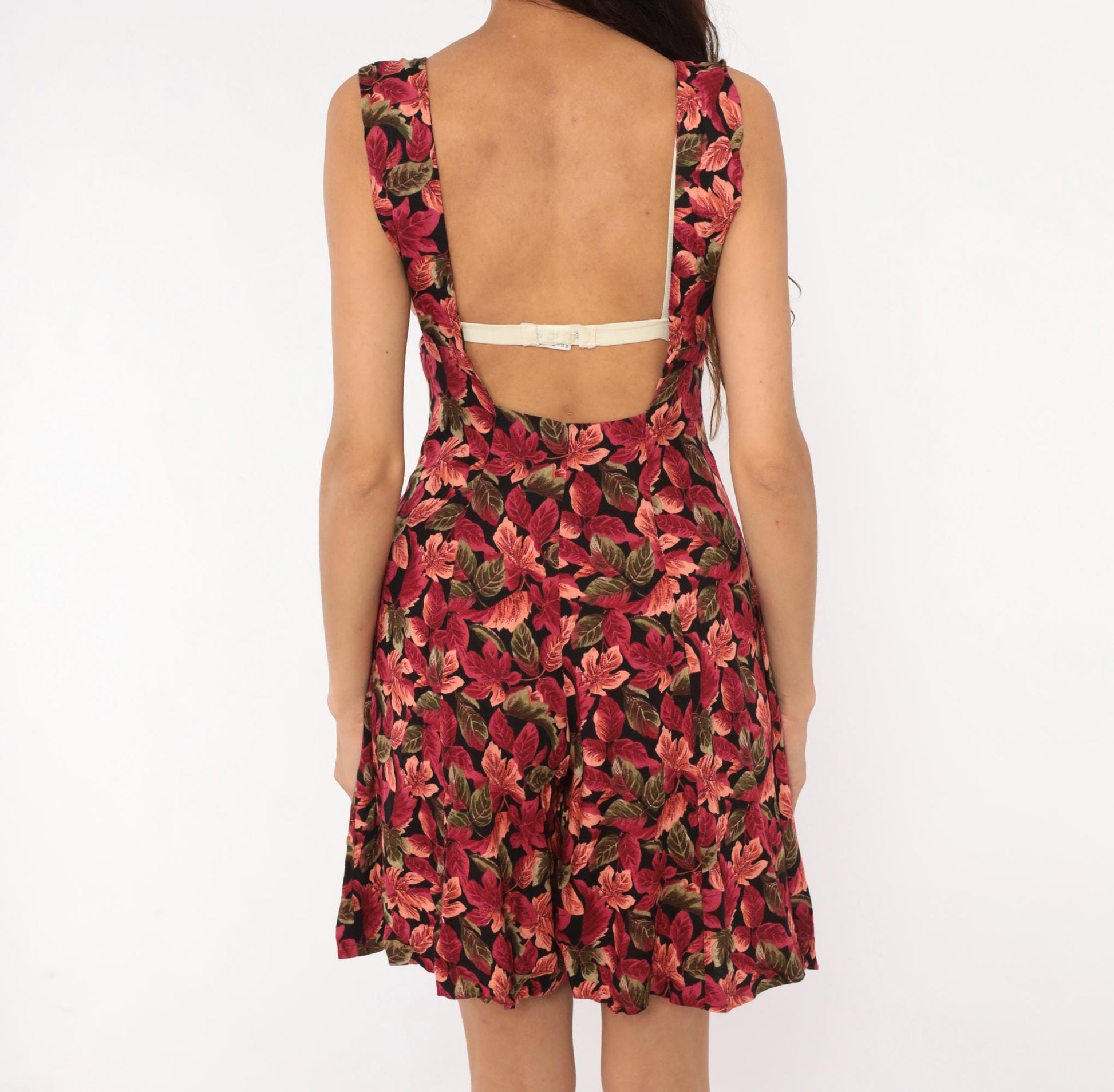 90s Ivy Impressions Leaf Print Romper Wide Leg Burgundy Black Small S