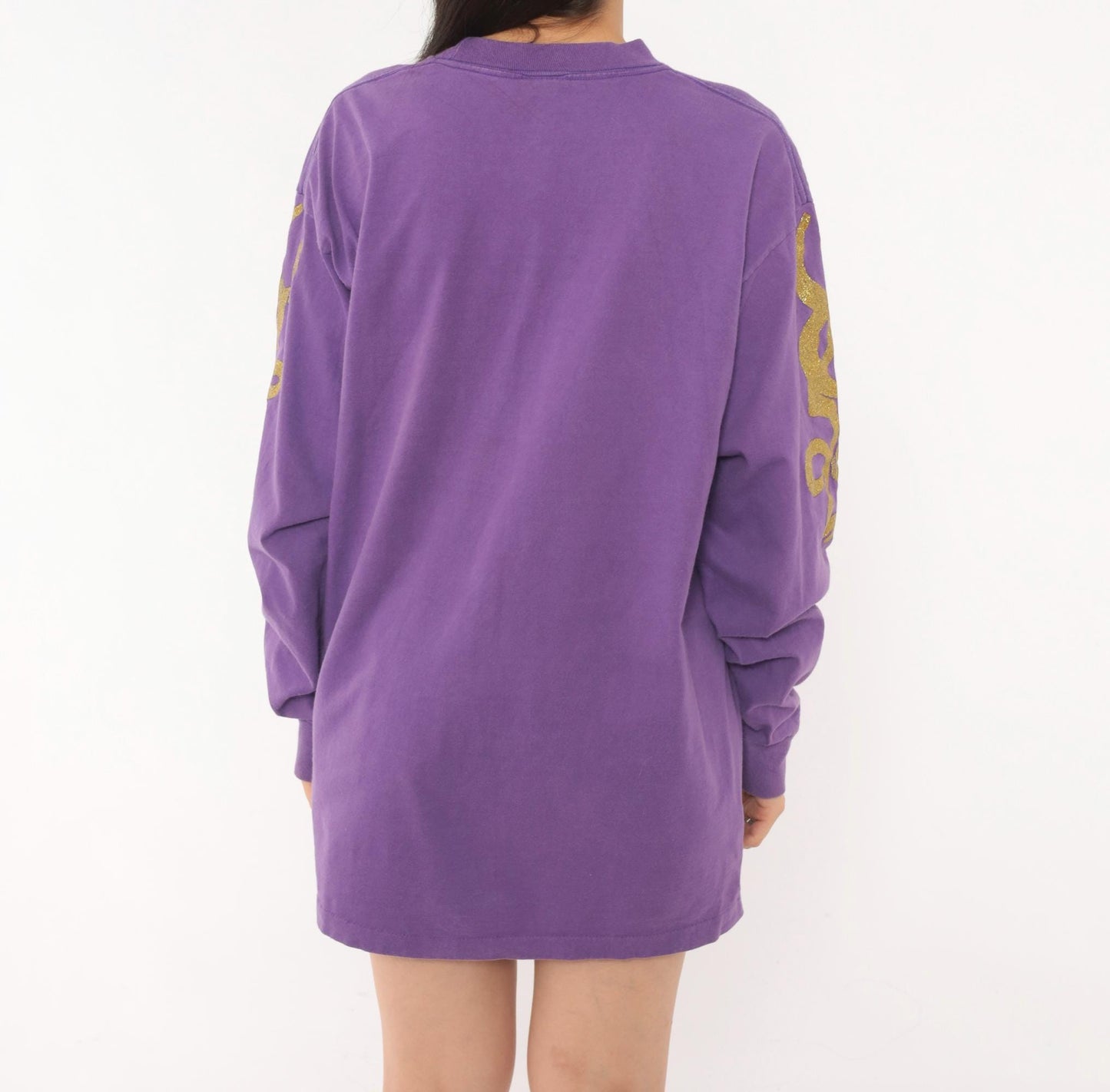 90s Anvil Carousel Horse Purple Glitter Long Sleeve Tee Extra Large
