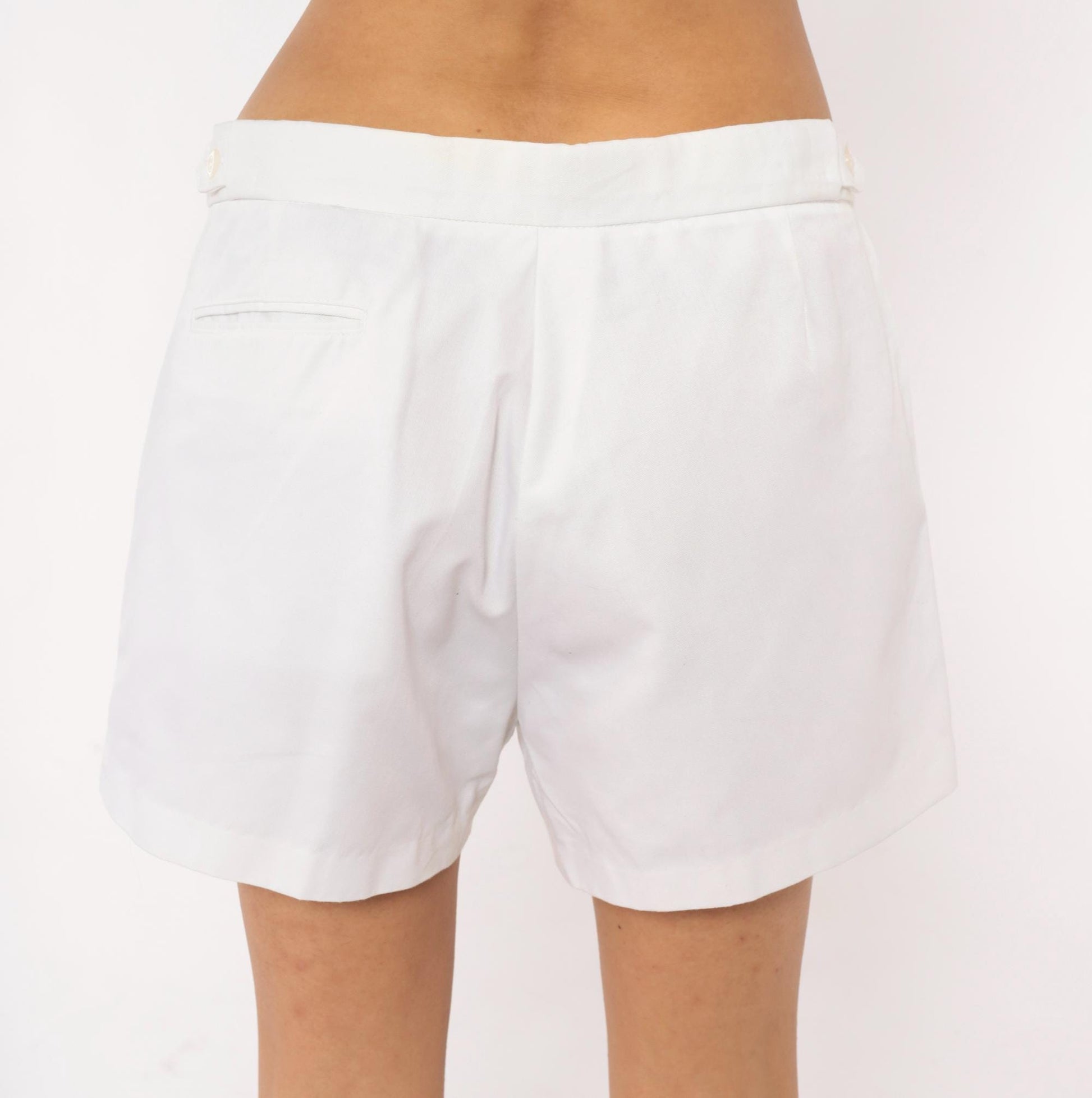 80s Herman's White Tennis Shorts Low Rise Cotton Blend Medium