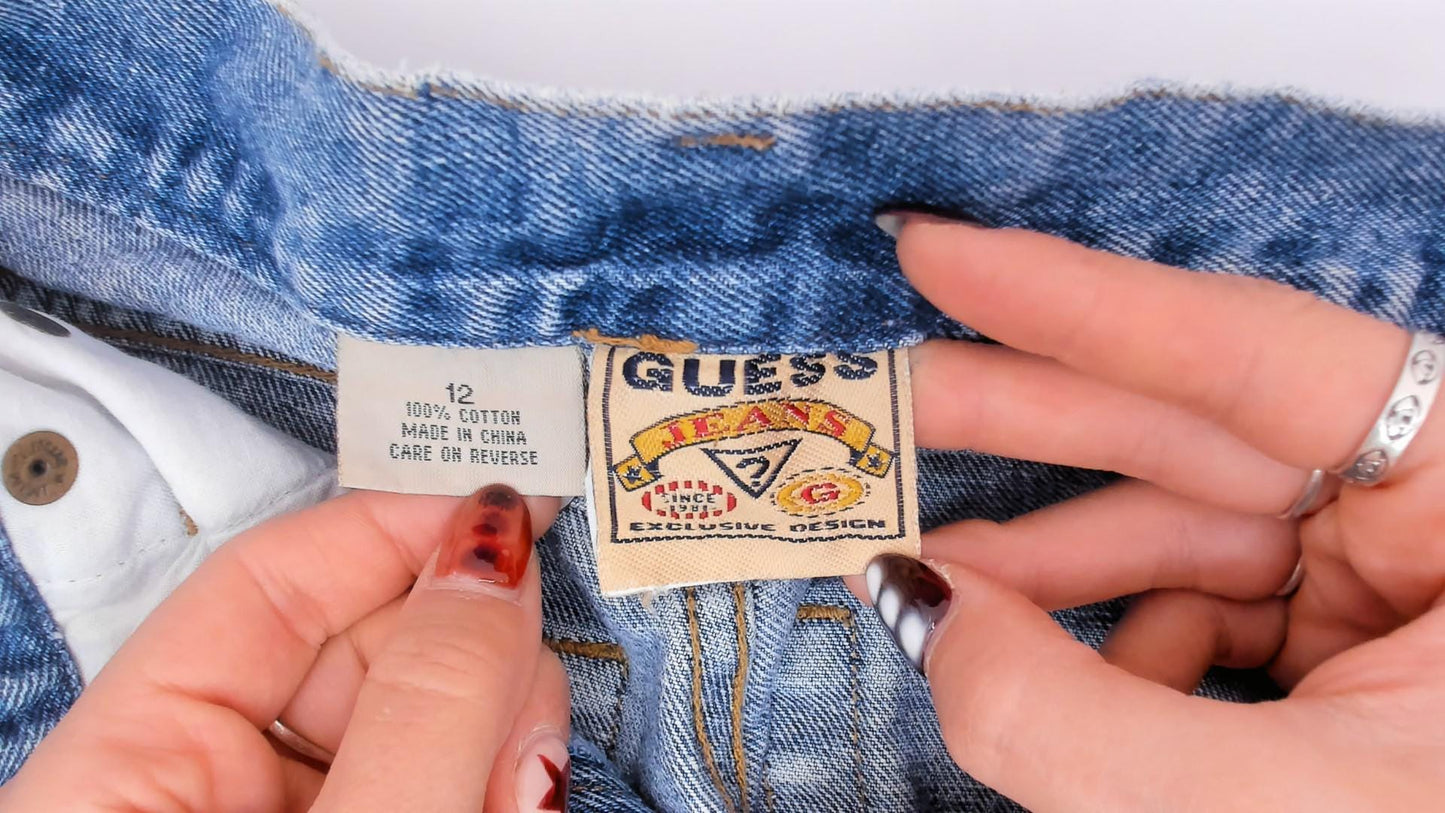 90s Guess Mom Jeans High Waisted Tapered Light Wash Denim XXS