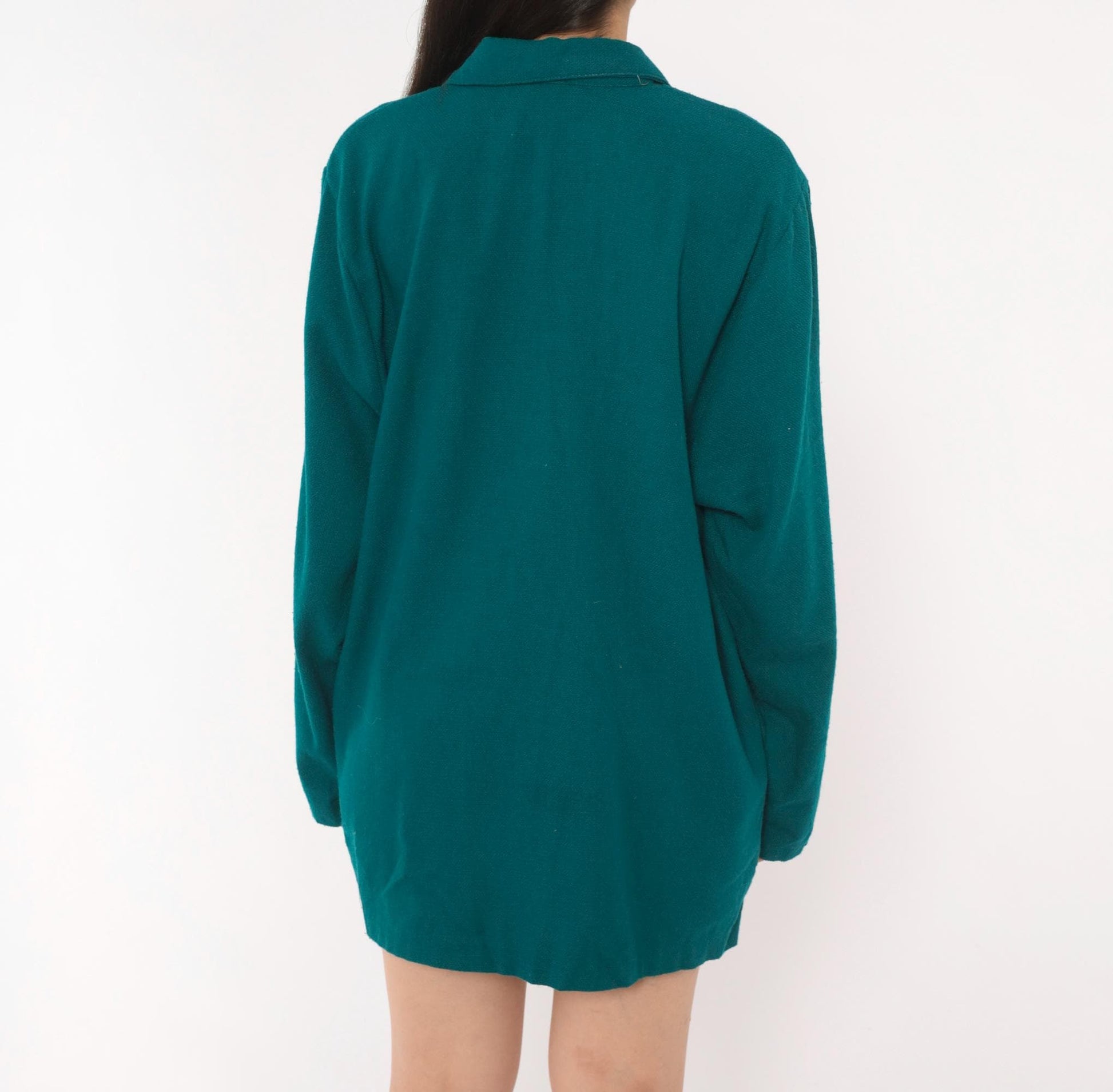 90s E.J. & Gee Teal Double Breasted Wool Blazer Notched Lapel Small