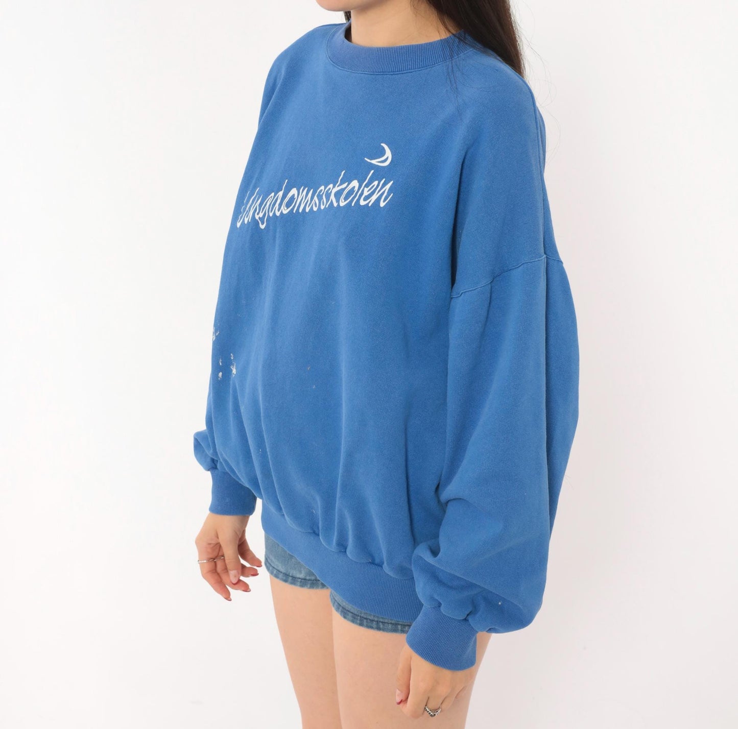 90s All Basic Ungdomsskolen Crewneck Sweatshirt Cobalt Blue Cotton Large L