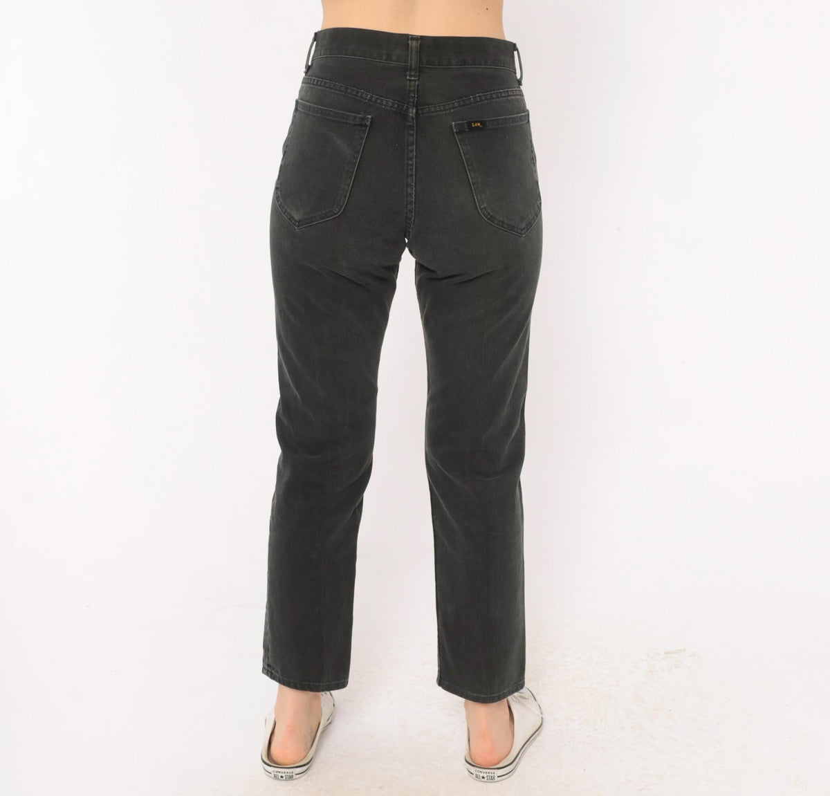 80s Lee High Waisted Straight Leg Jeans Black Denim Small S