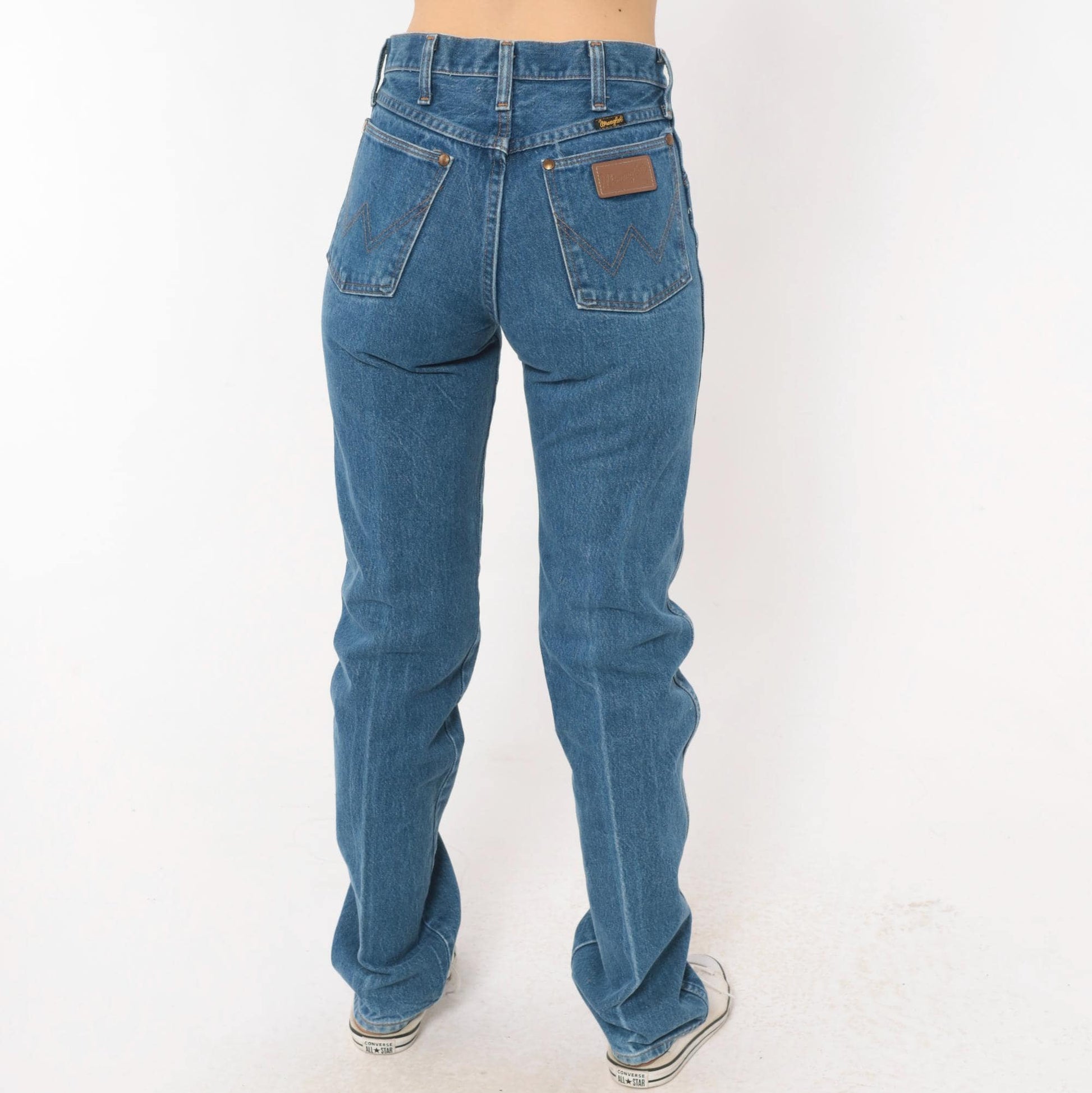 90s Wrangler High Waisted Straight Leg Jeans Medium Wash Blue Denim Extra Small XS