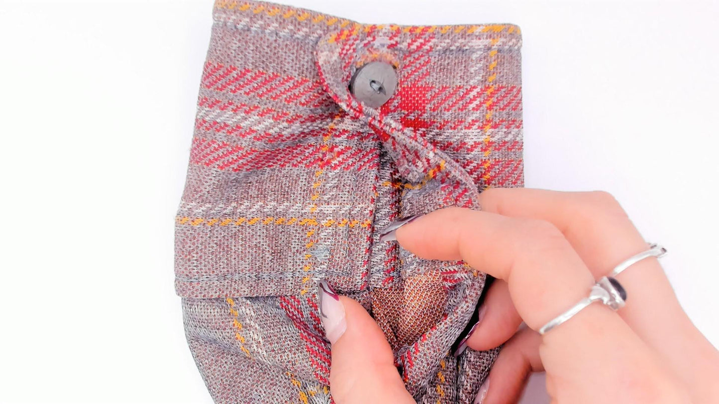 70s Plaid Shirt Jacket Grey Red Pointed Collar Button Front Medium